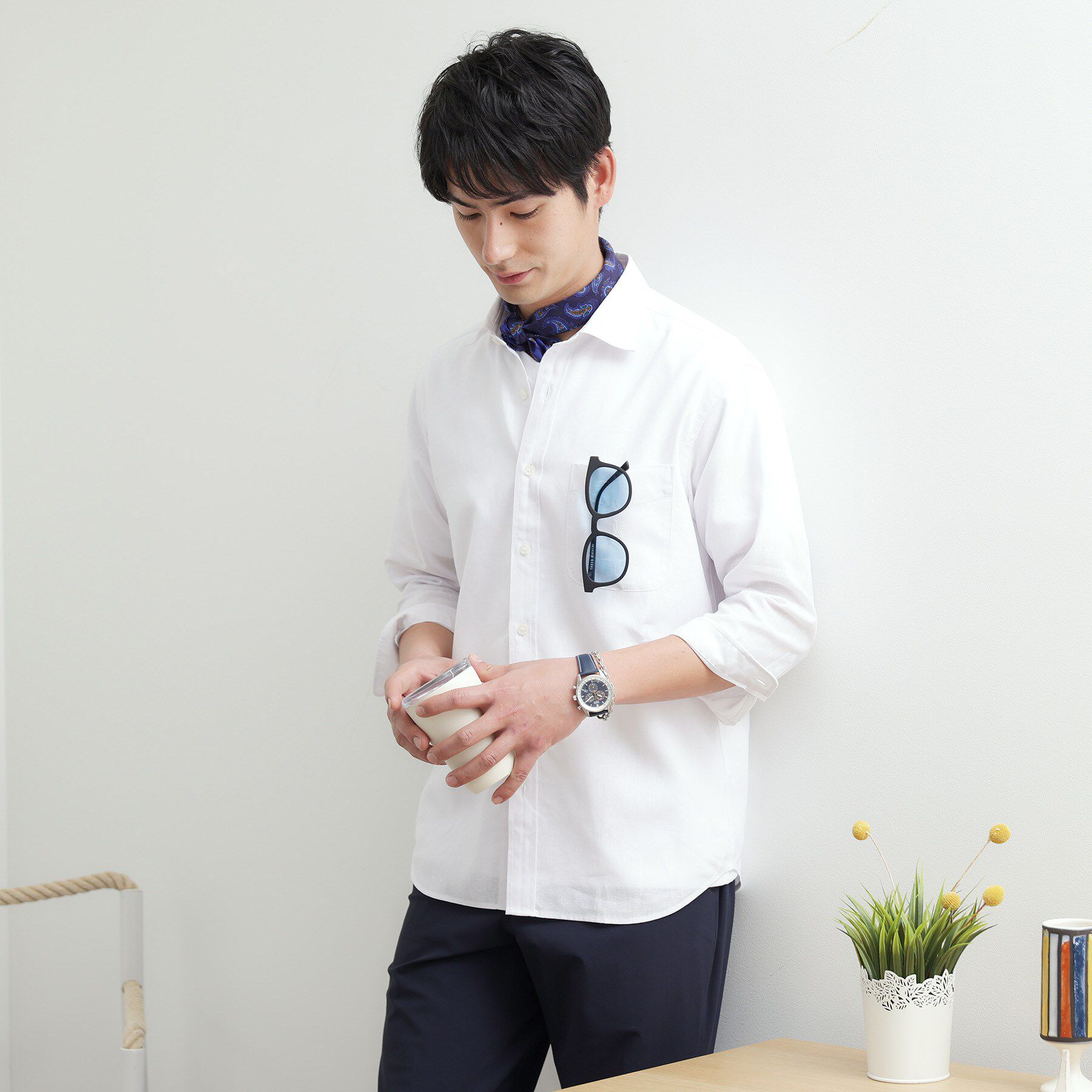 TAKEO KIKUCHI「【LIMITED】リネンブレンド 7分袖シャツ」|シャツ・ブラウス|