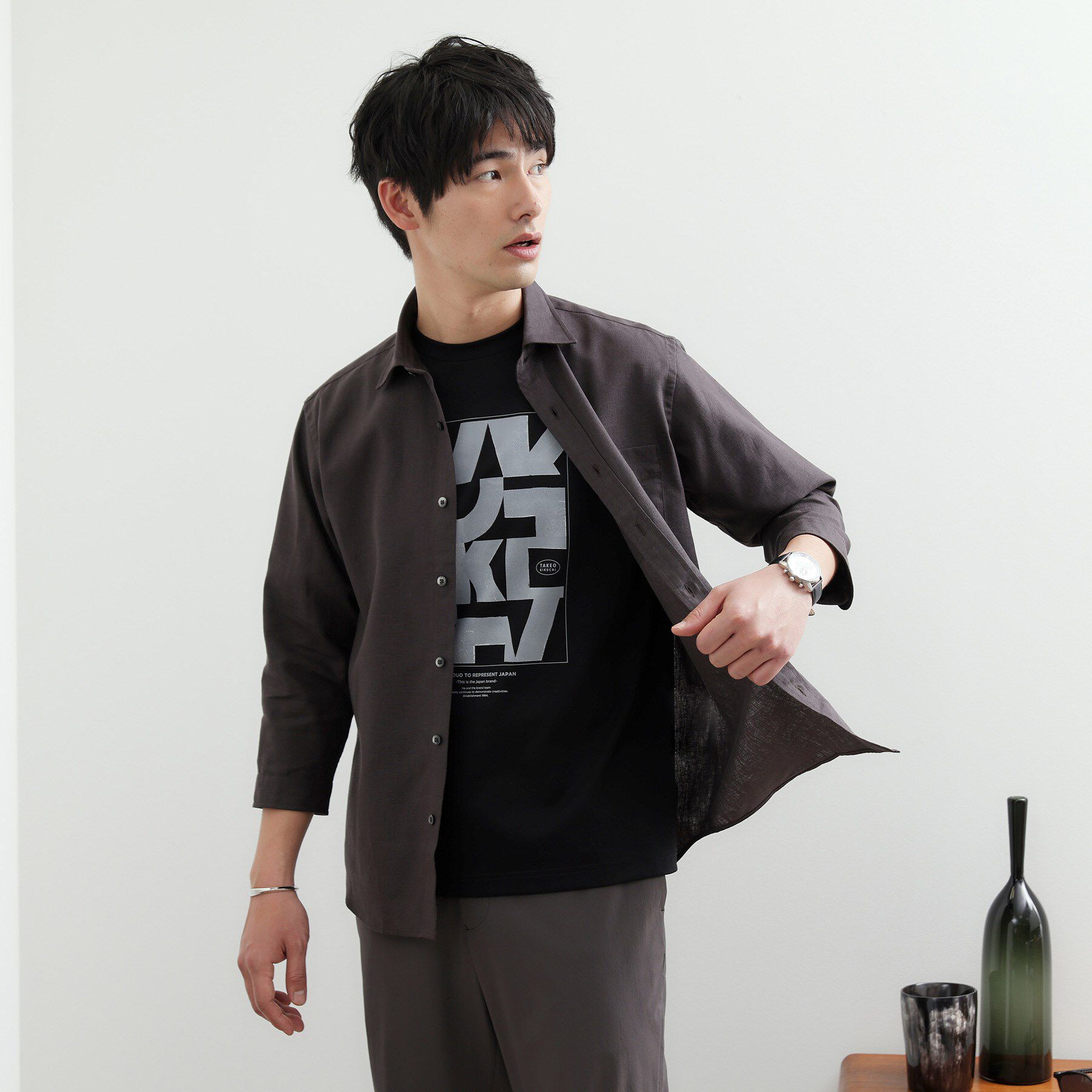 TAKEO KIKUCHI「【LIMITED】リネンブレンド 7分袖シャツ」|シャツ・ブラウス|