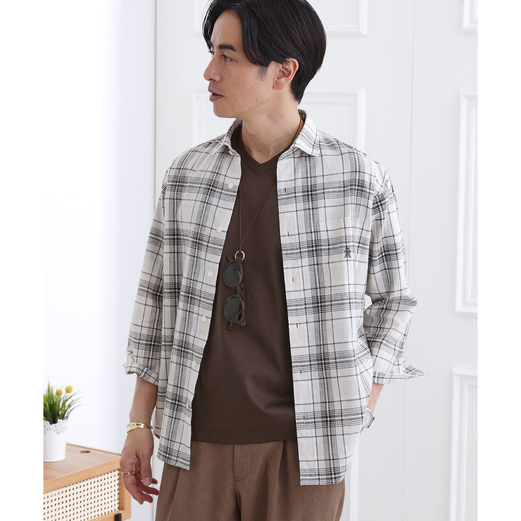 TAKEO KIKUCHI「【LIMITED】リネンブレンド 7分袖シャツ」|シャツ・ブラウス|