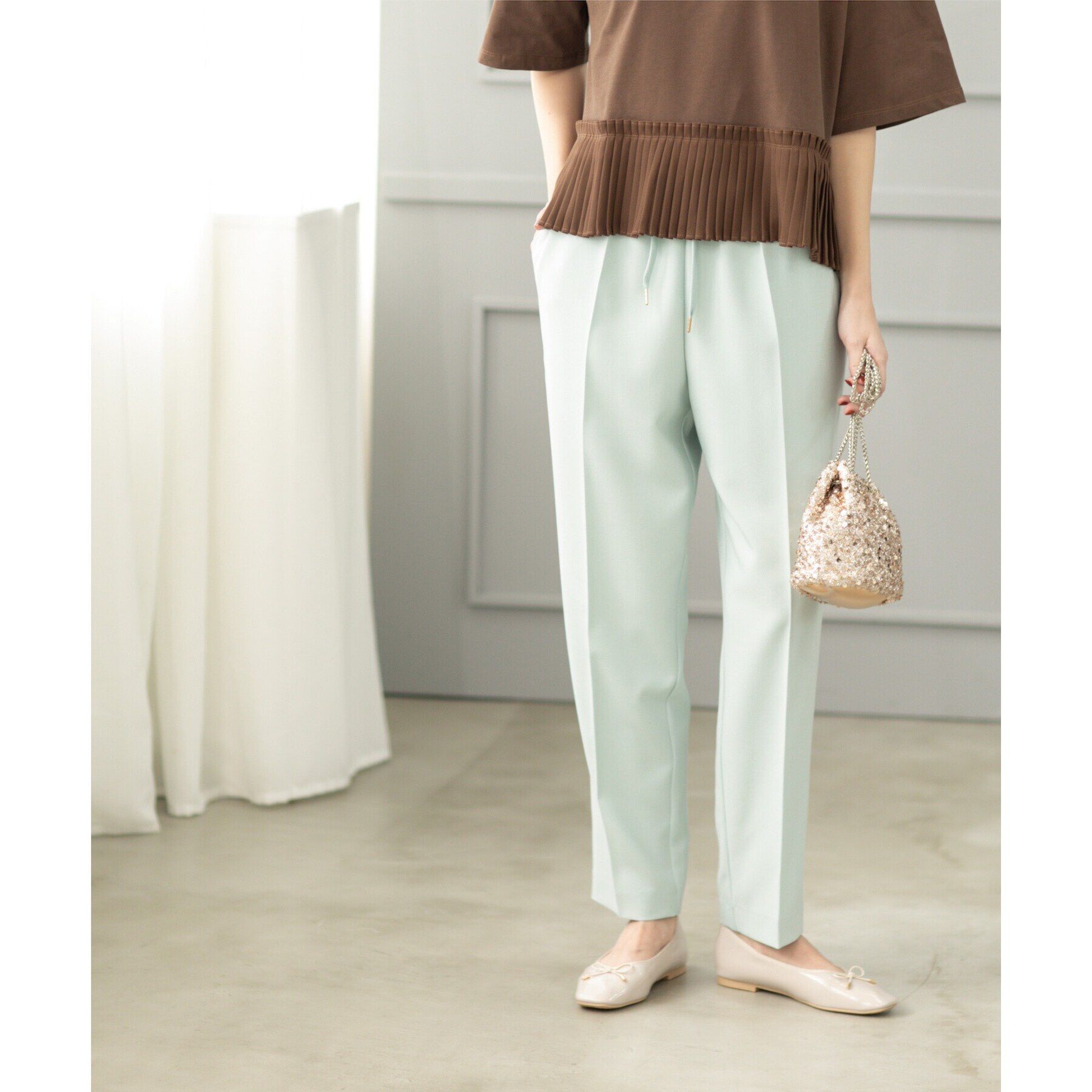 OPAQUE.CLIP「《SS-LLsize》美脚ストレッチイージーテーパードパンツ【洗濯機洗い可/防シワ】」|その他|サックスブルー(09