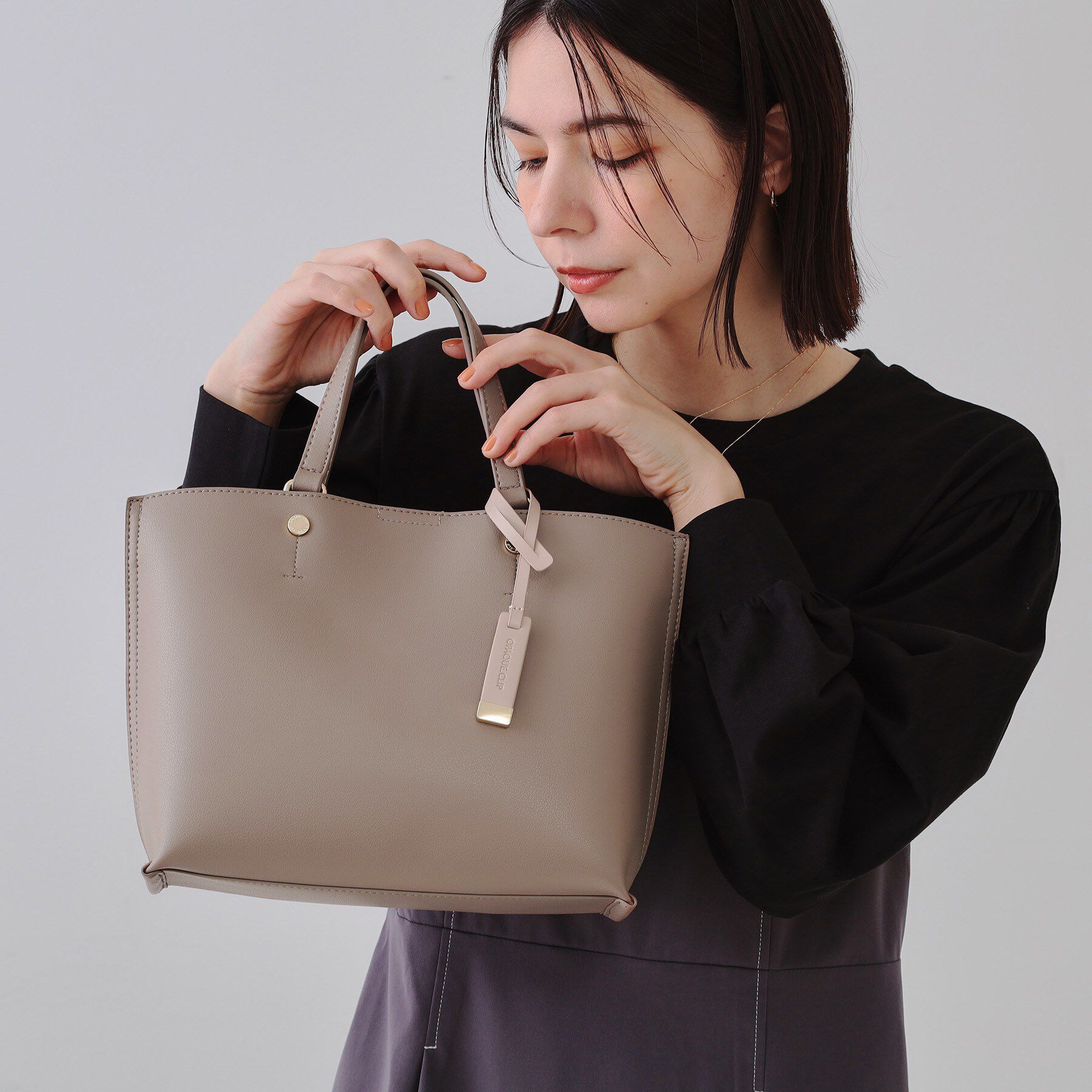 OPAQUE.CLIP「【2WAY】バイカラー3層ミドルトートバッグ」|トートバッグ|