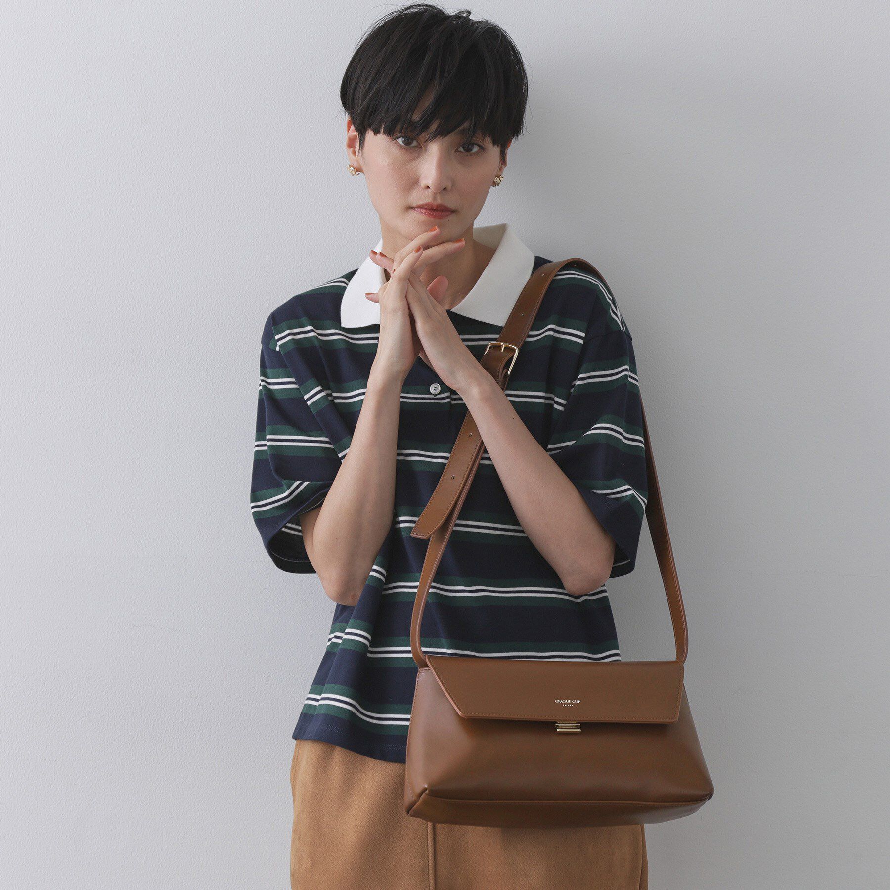 OPAQUE.CLIP「【3WAY】スムース合皮ワイドボディバッグ」|その他|ブラウン(043)