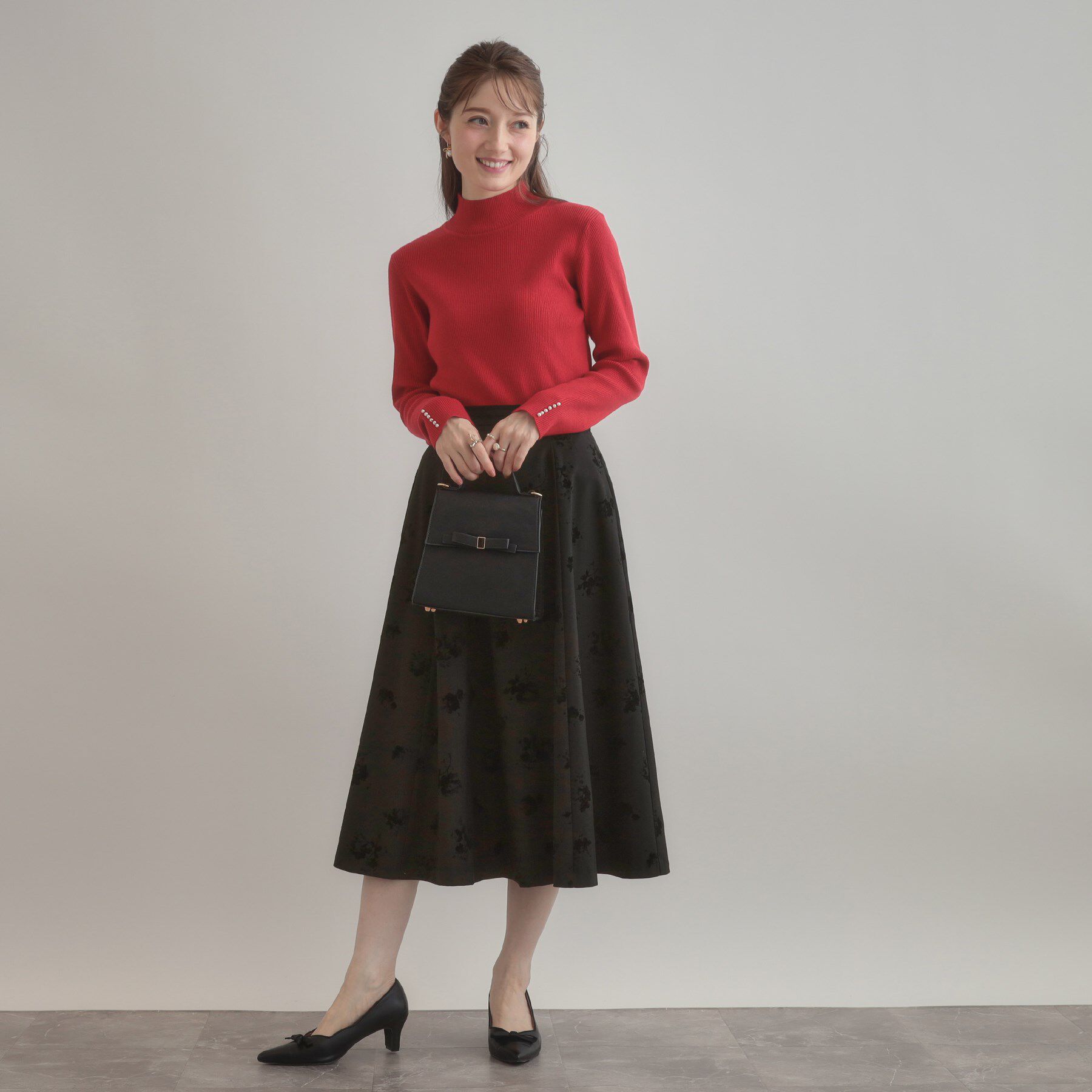 Couture broach「【美シルエット・通勤】フロッキーフラワープリントスカート」|スカート|