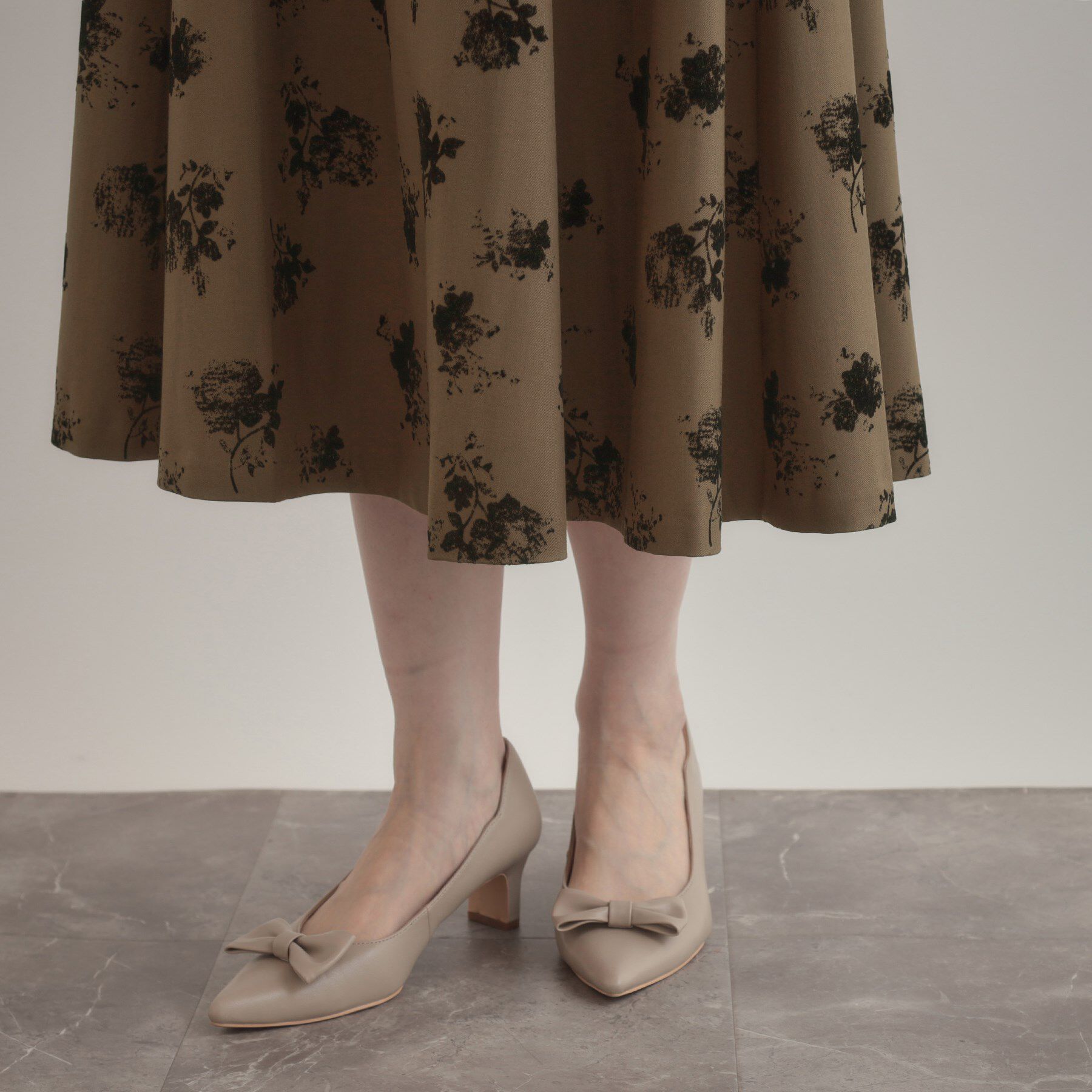 Couture broach「【美シルエット・通勤】フロッキーフラワープリントスカート」|スカート|