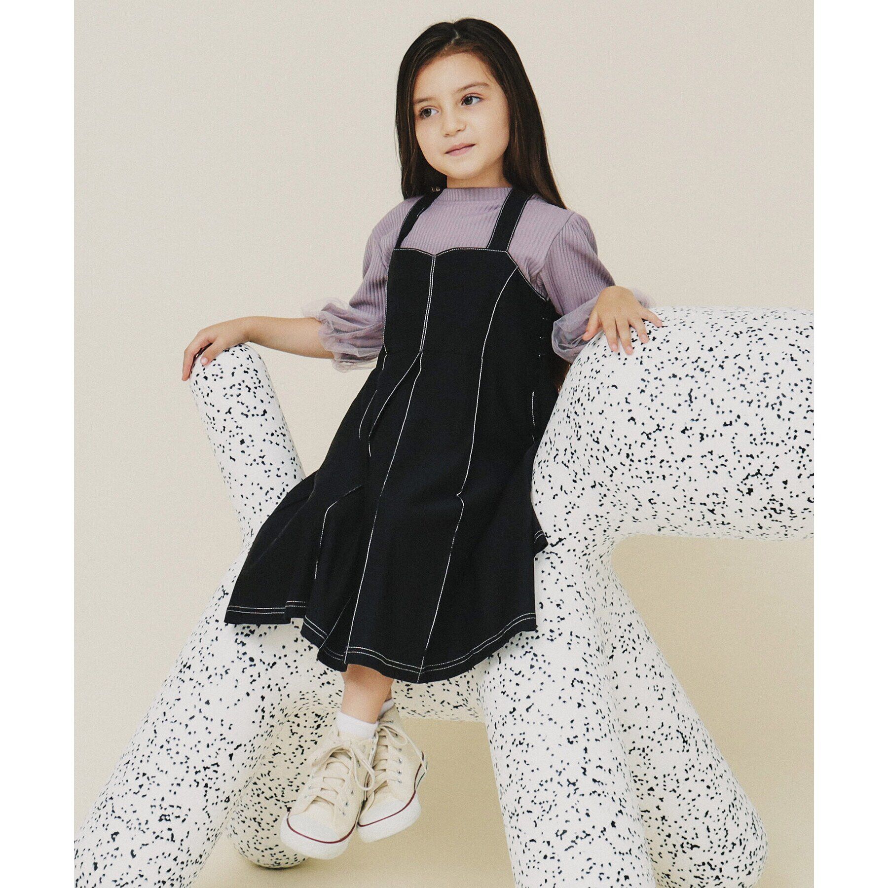 THE SHOP TK「【110－160/親子リンク】デニムジャンスカ/洗濯機OK」|ジャンパースカート|