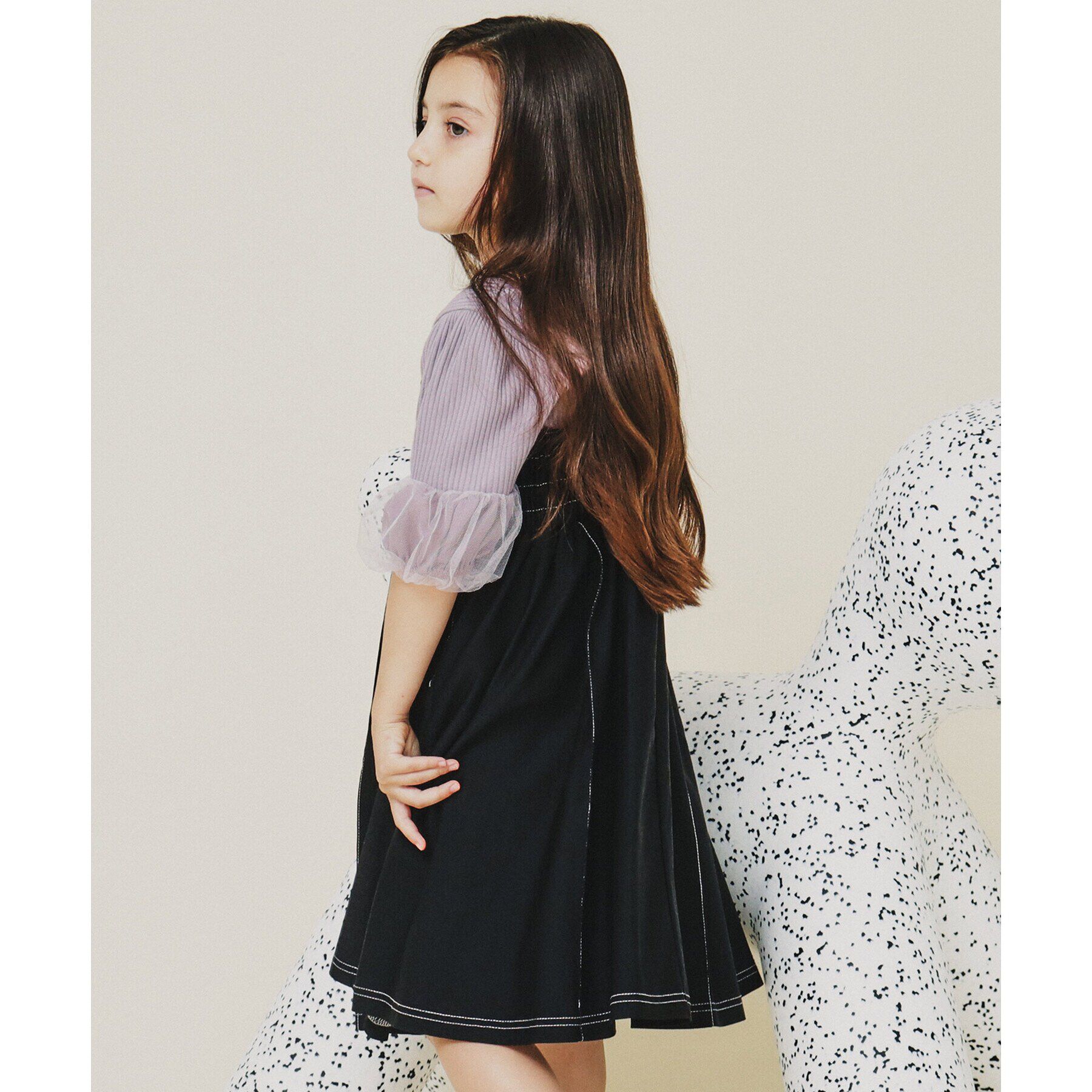 THE SHOP TK「【110－160/親子リンク】デニムジャンスカ/洗濯機OK」|ジャンパースカート|