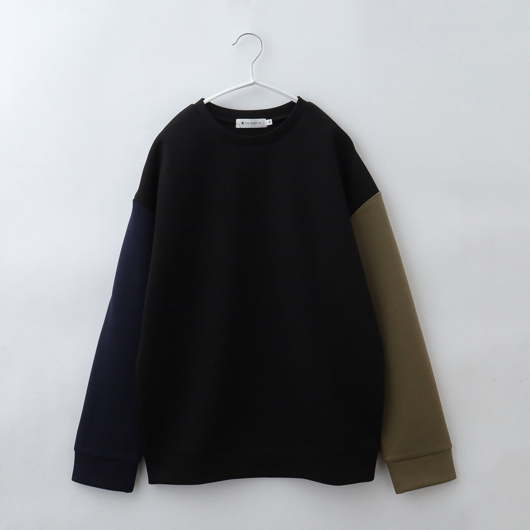 THE SHOP TK「【110-160】配色ダンボールプルオーバー/洗濯機OK」|Tシャツ・カットソー|ブラック(519)