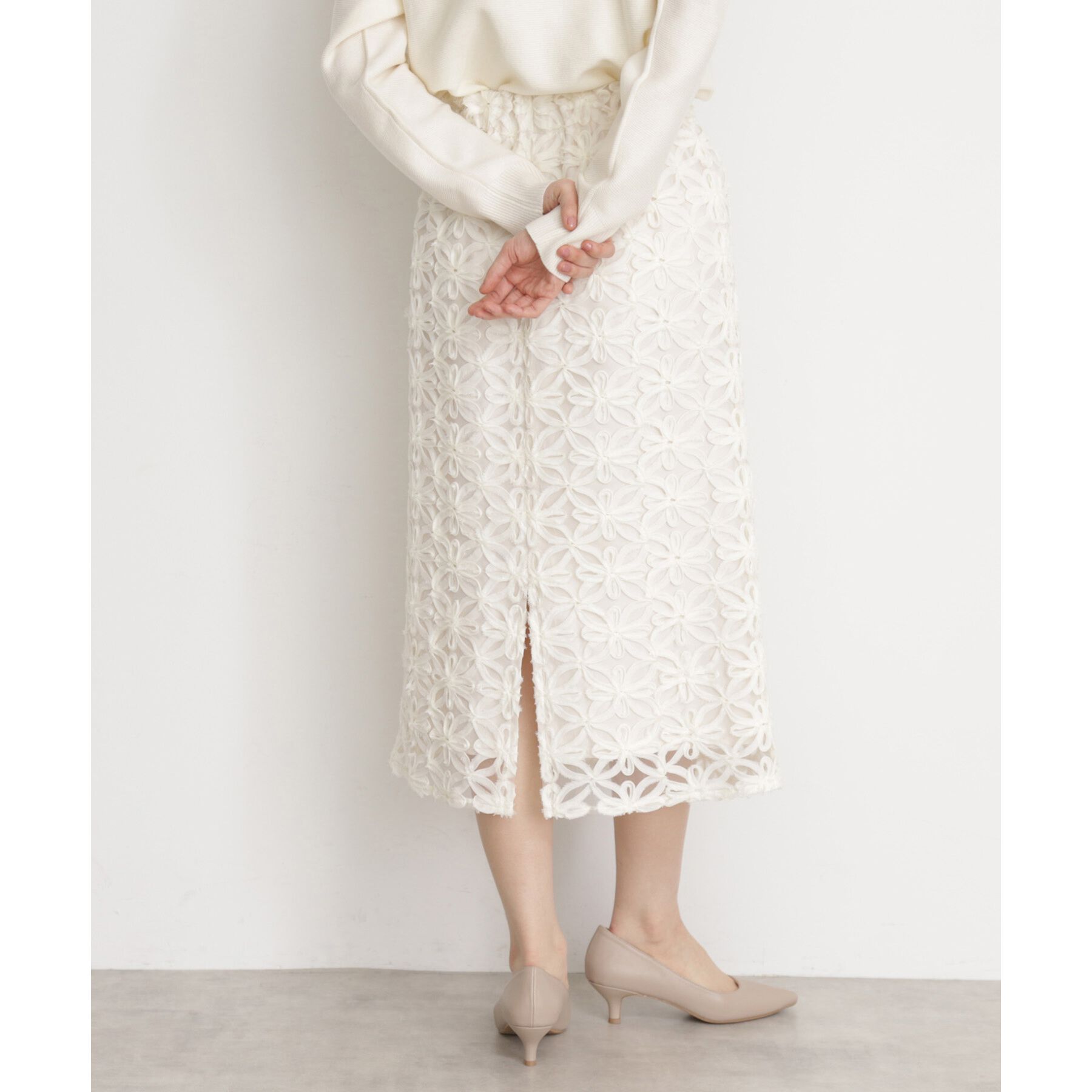 THE SHOP TK「【ONOFF活躍／セレモニー】刺繍レーススカート／洗える」|スカート|