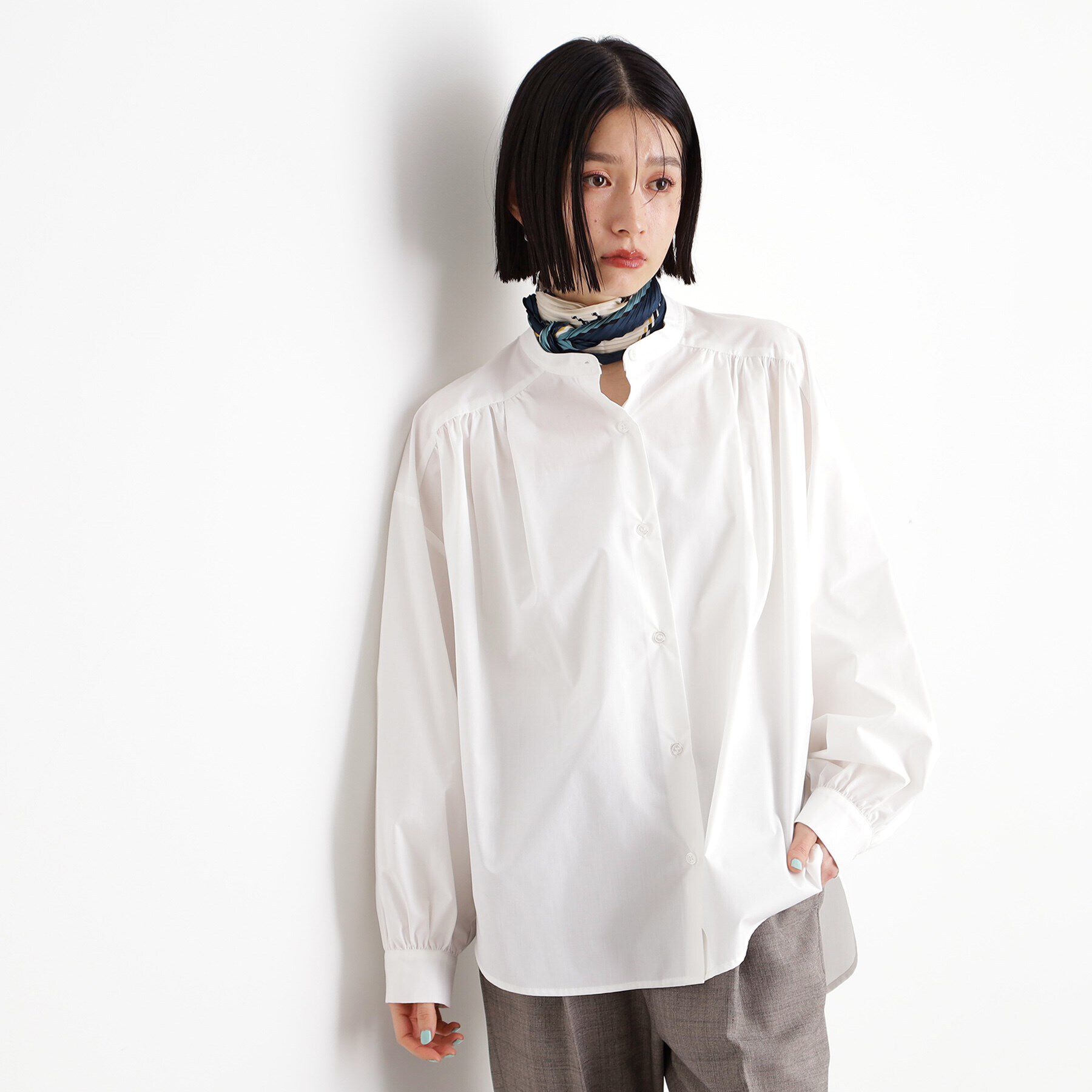 THE SHOP TK「バックシャーリングシャツ【洗える】」|シャツ・ブラウス|オフホワイト(003