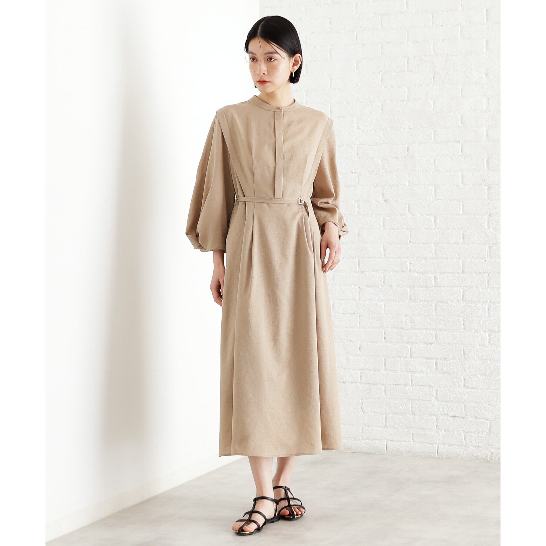 THE SHOP TK「麻調メッシュワンピース【洗える】」|ワンピース|