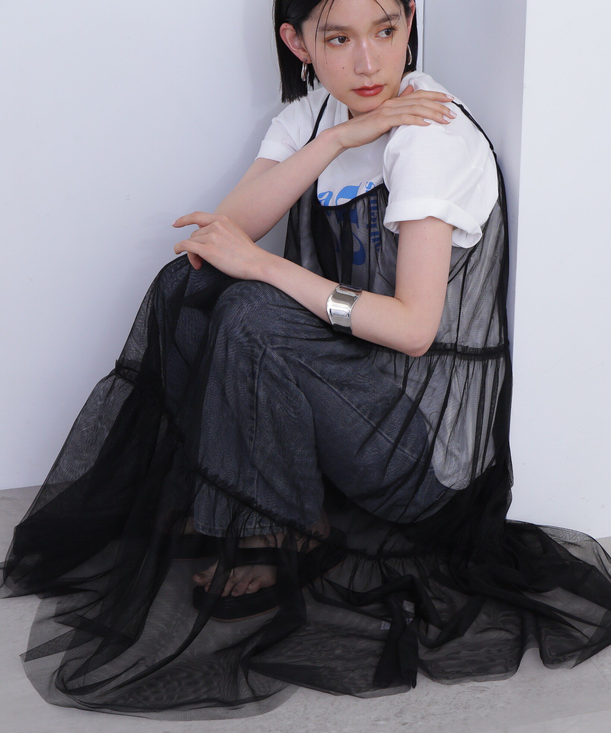  「チュールティアードキャミワンピース」|ワンピース|