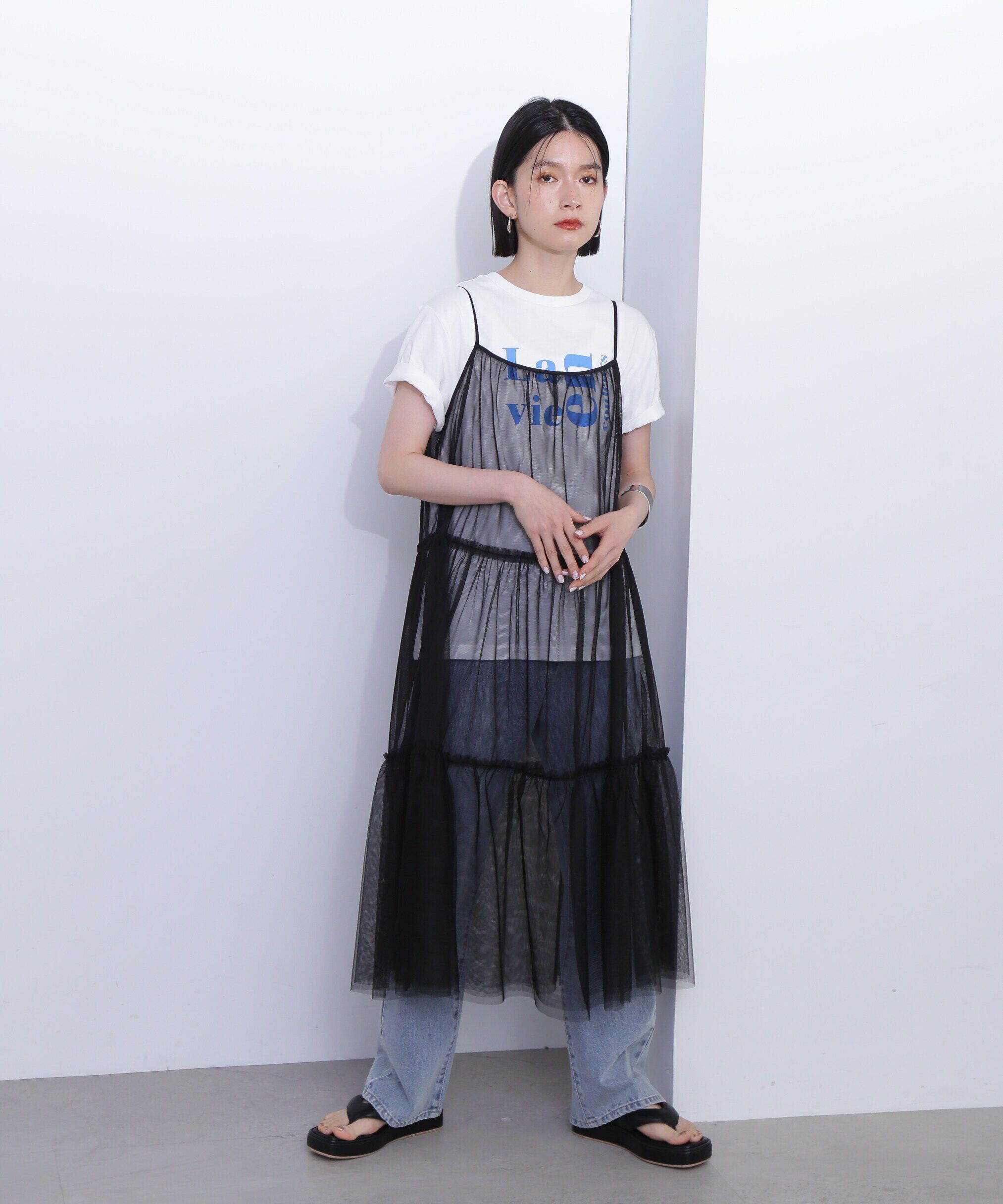  「チュールティアードキャミワンピース」|ワンピース|