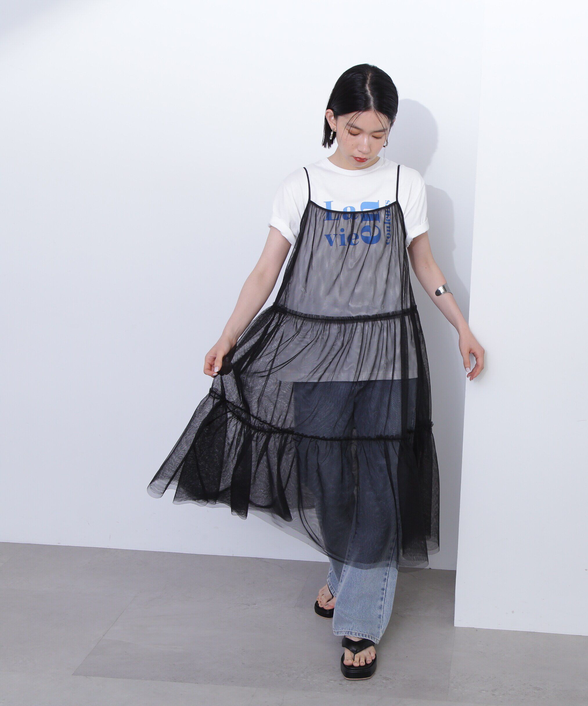  「チュールティアードキャミワンピース」|ワンピース|