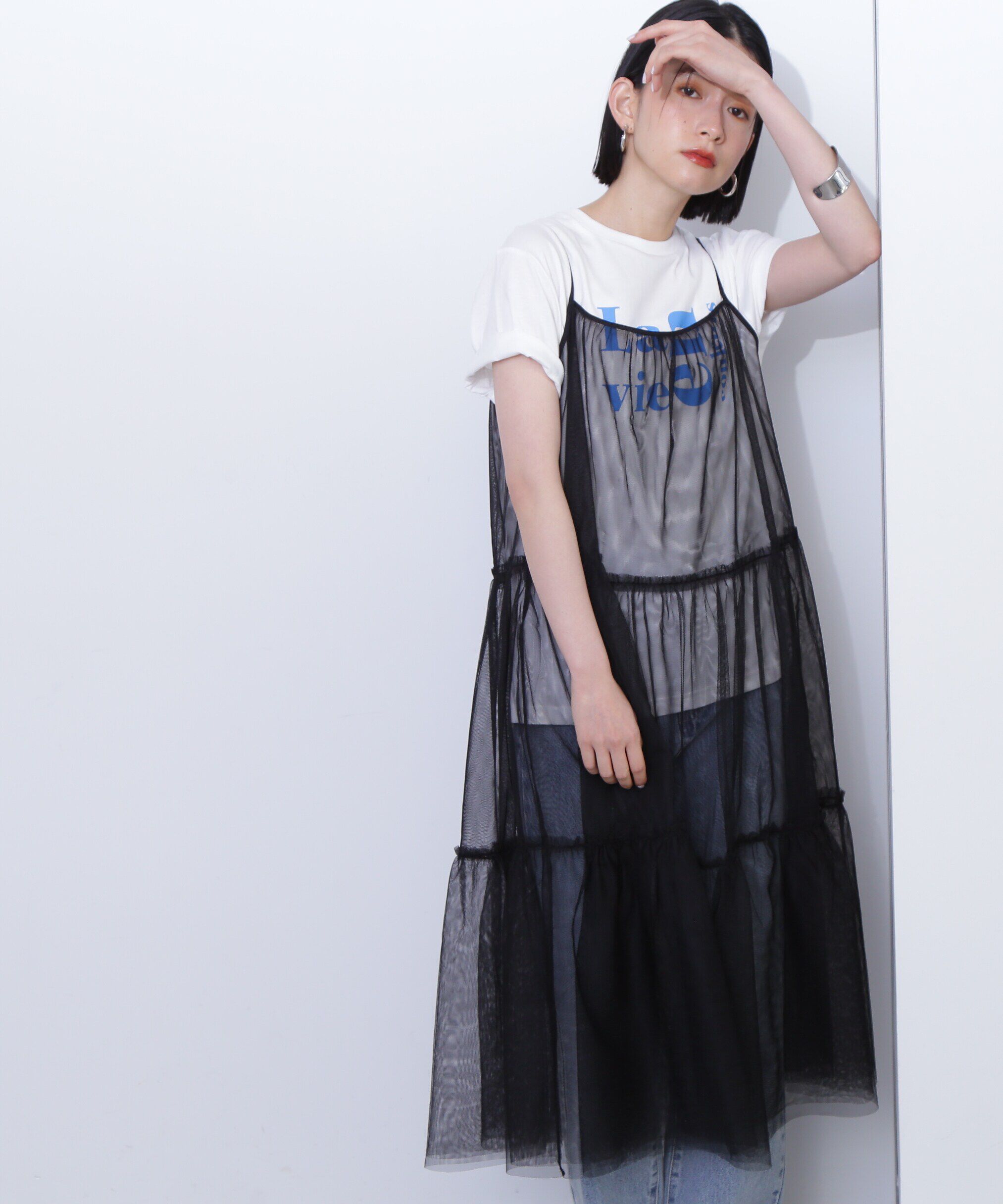  「チュールティアードキャミワンピース」|ワンピース|