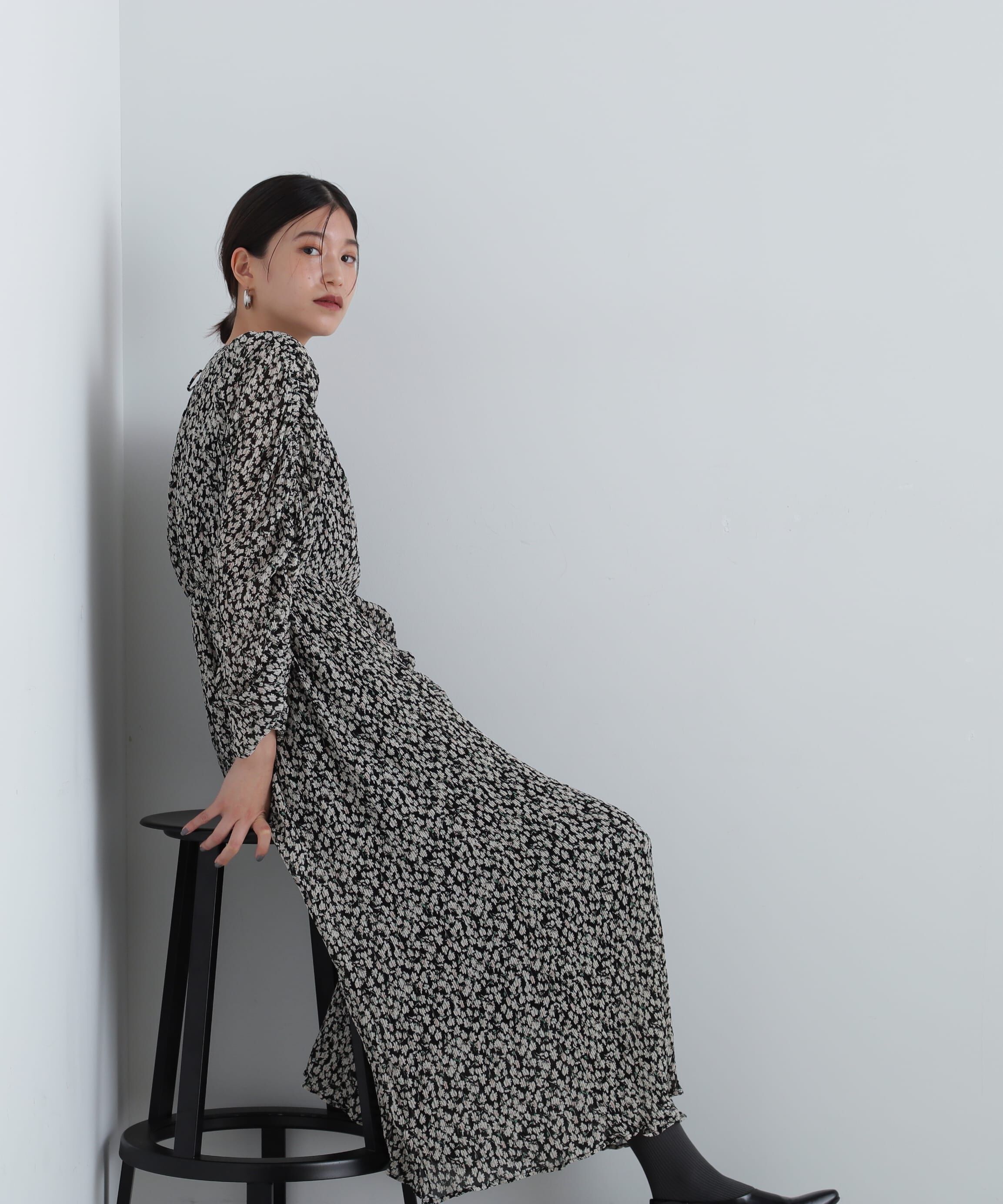  「楊柳プリントワンピース」|ワンピース|ブラック1