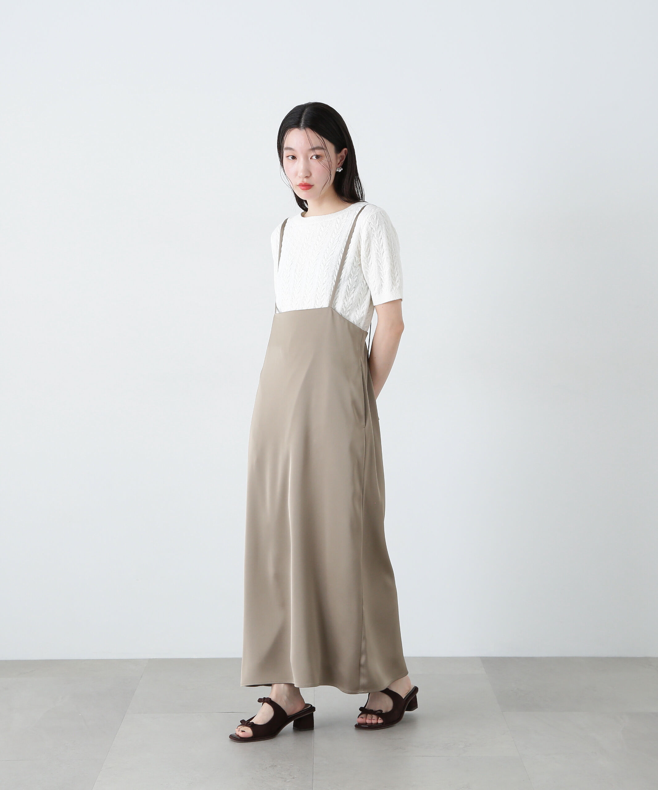  「ミニケーブル半袖ニット」|ニット・セーター|