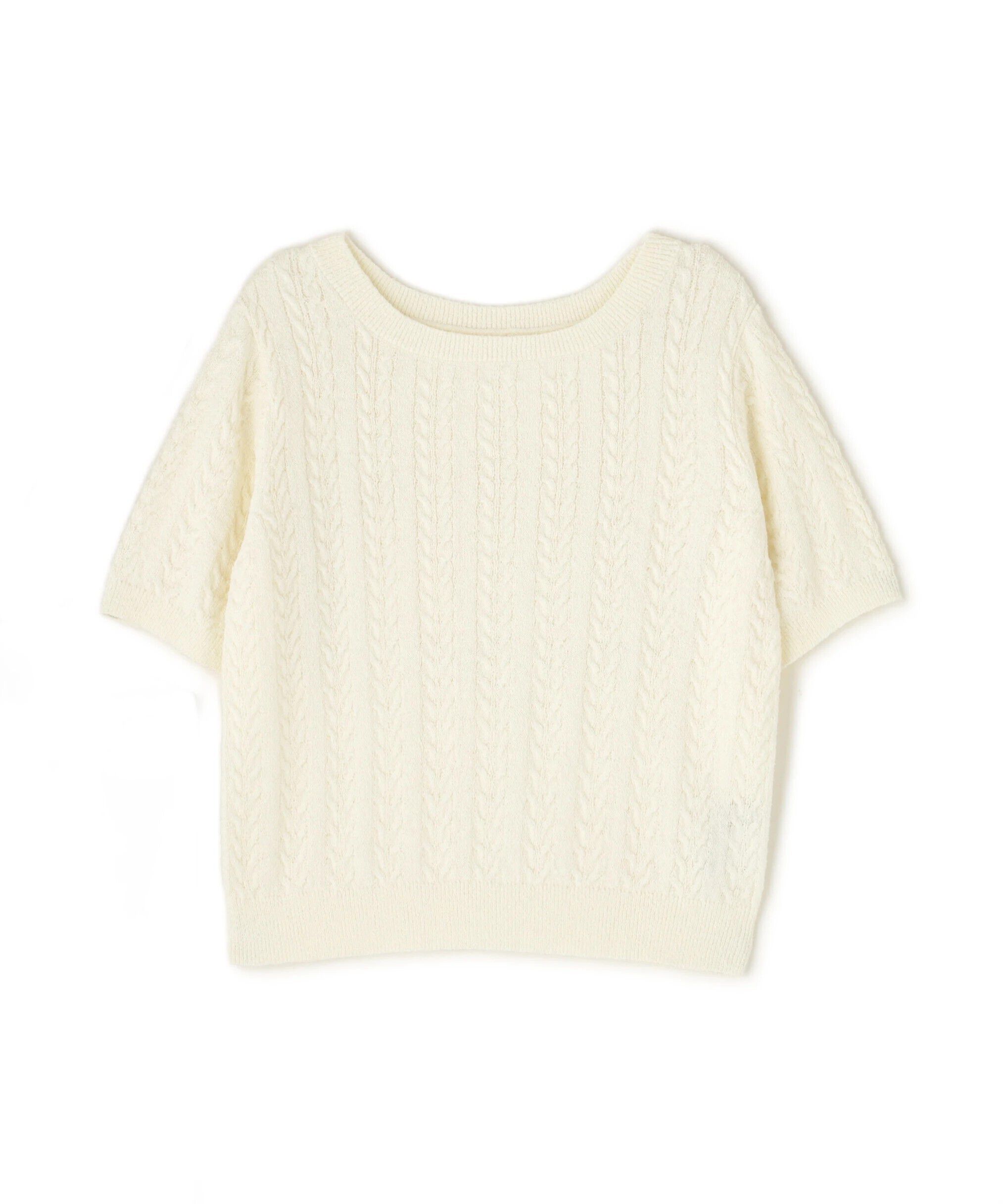  「ミニケーブル半袖ニット」|ニット・セーター|
