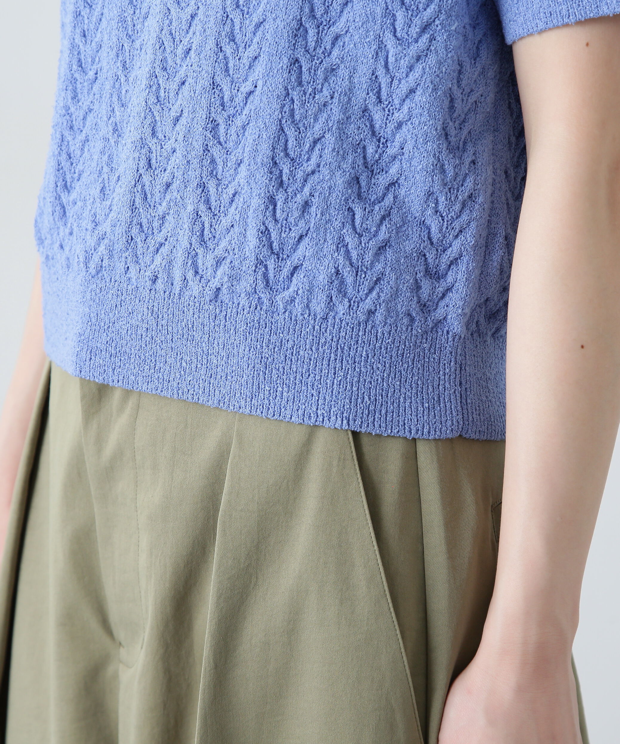  「ミニケーブル半袖ニット」|ニット・セーター|