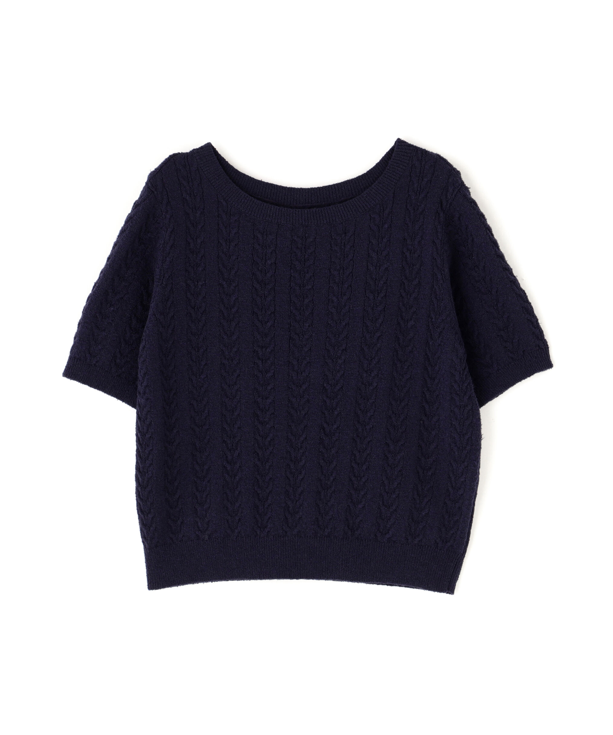  「ミニケーブル半袖ニット」|ニット・セーター|
