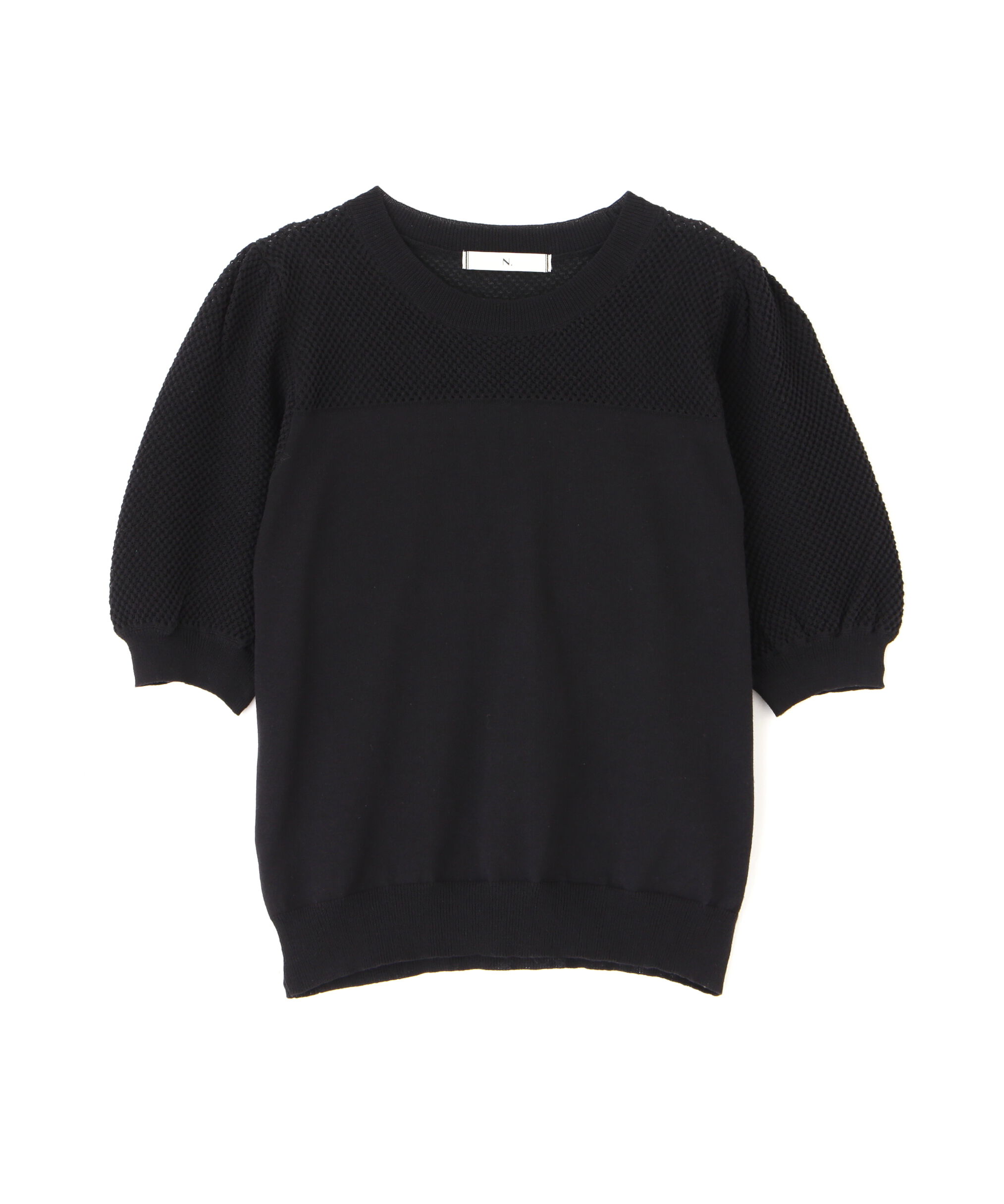  「メッシュ切替半袖ニット」|ニット・セーター|