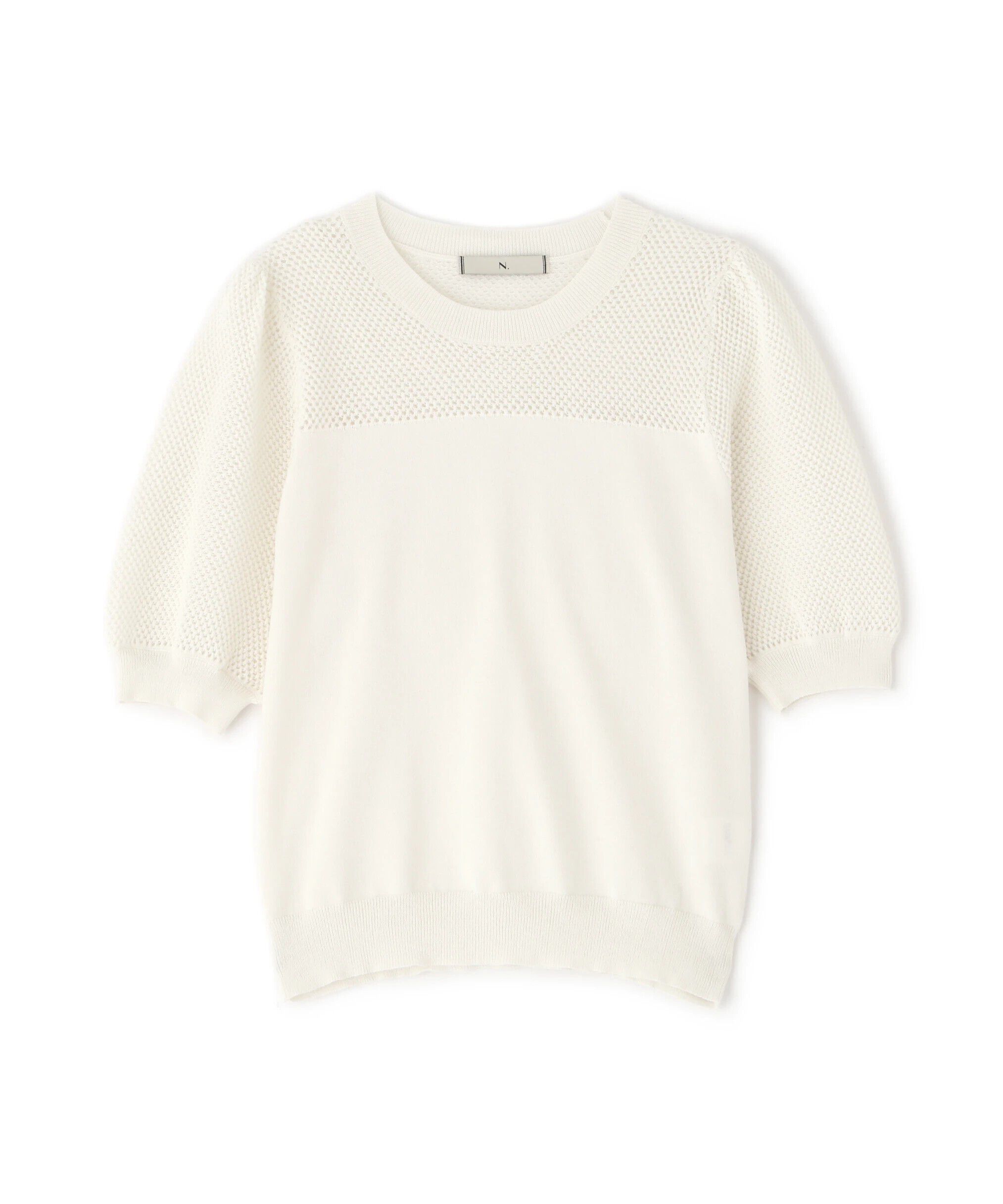  「メッシュ切替半袖ニット」|ニット・セーター|