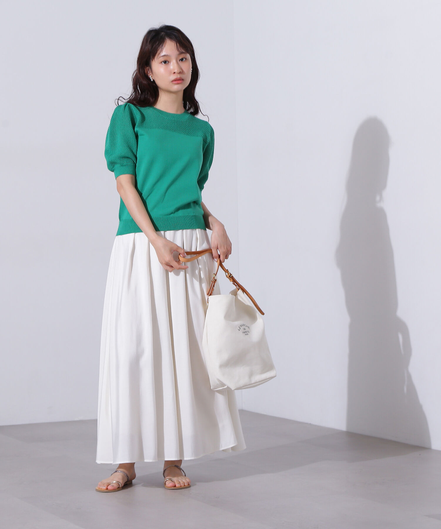  「メッシュ切替半袖ニット」|ニット・セーター|