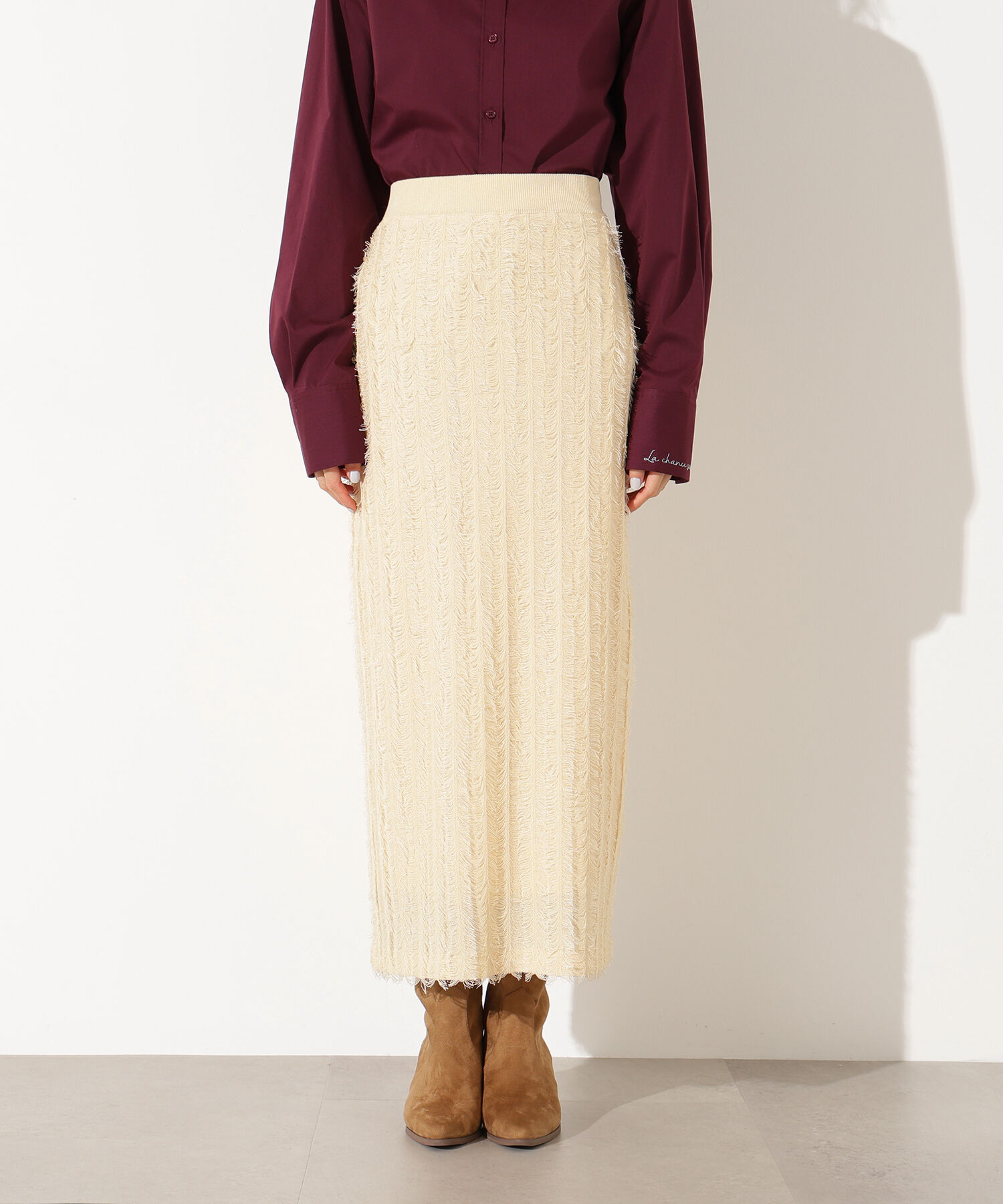  「フリンジニットスカート」|スカート|