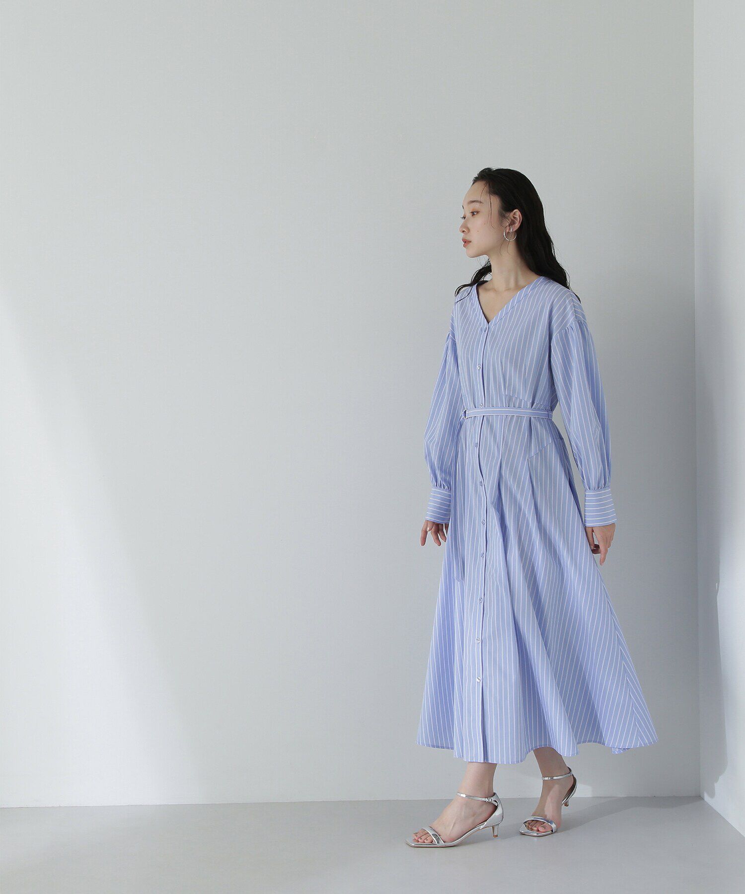  「タックフレアシャツワンピース」|ワンピース|