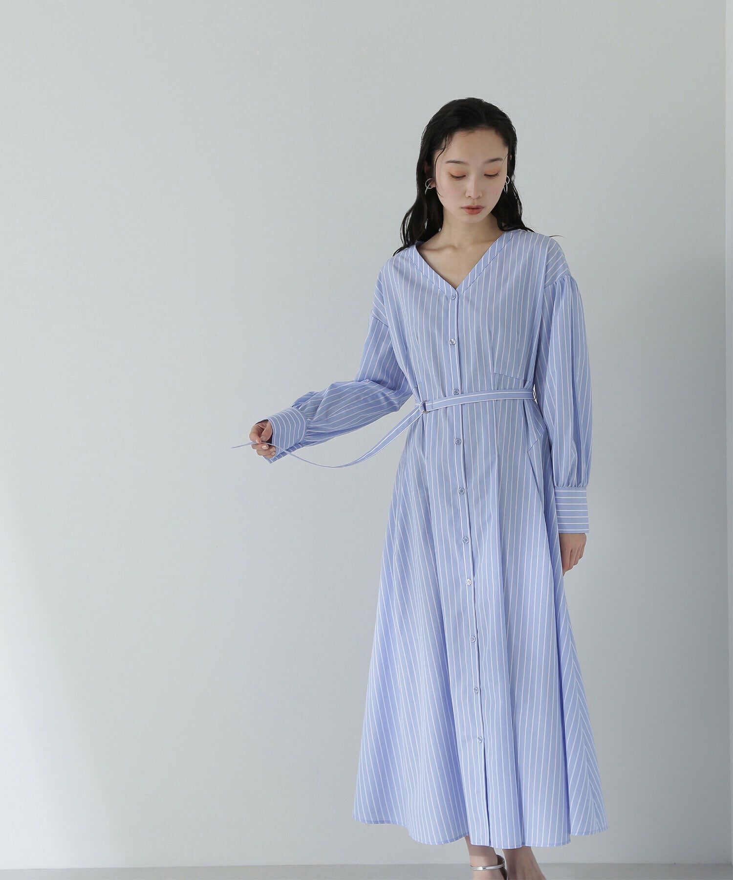  「タックフレアシャツワンピース」|ワンピース|