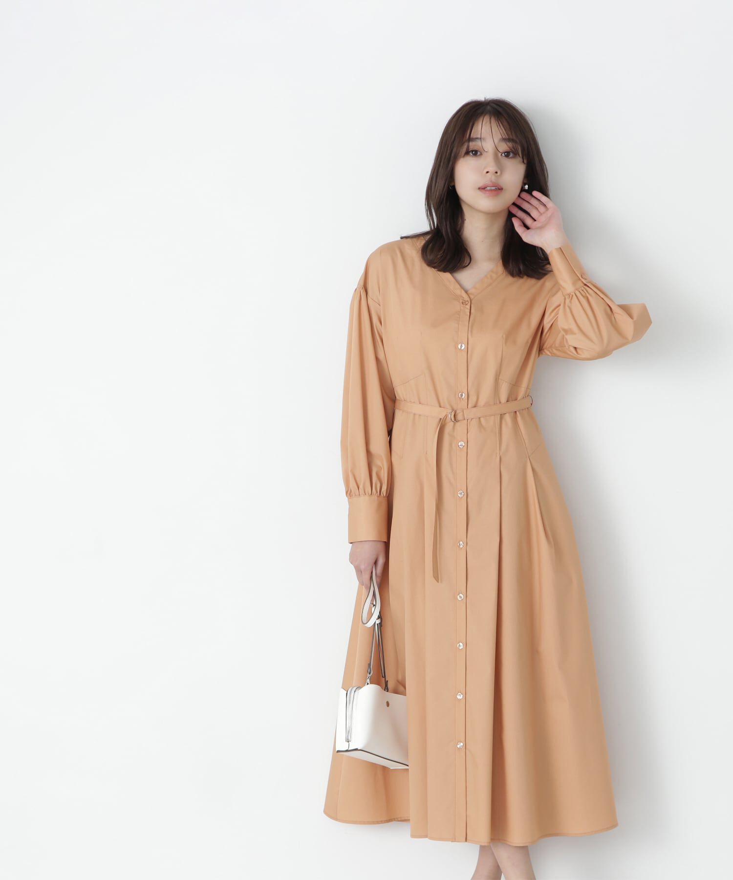  「タックフレアシャツワンピース」|ワンピース|