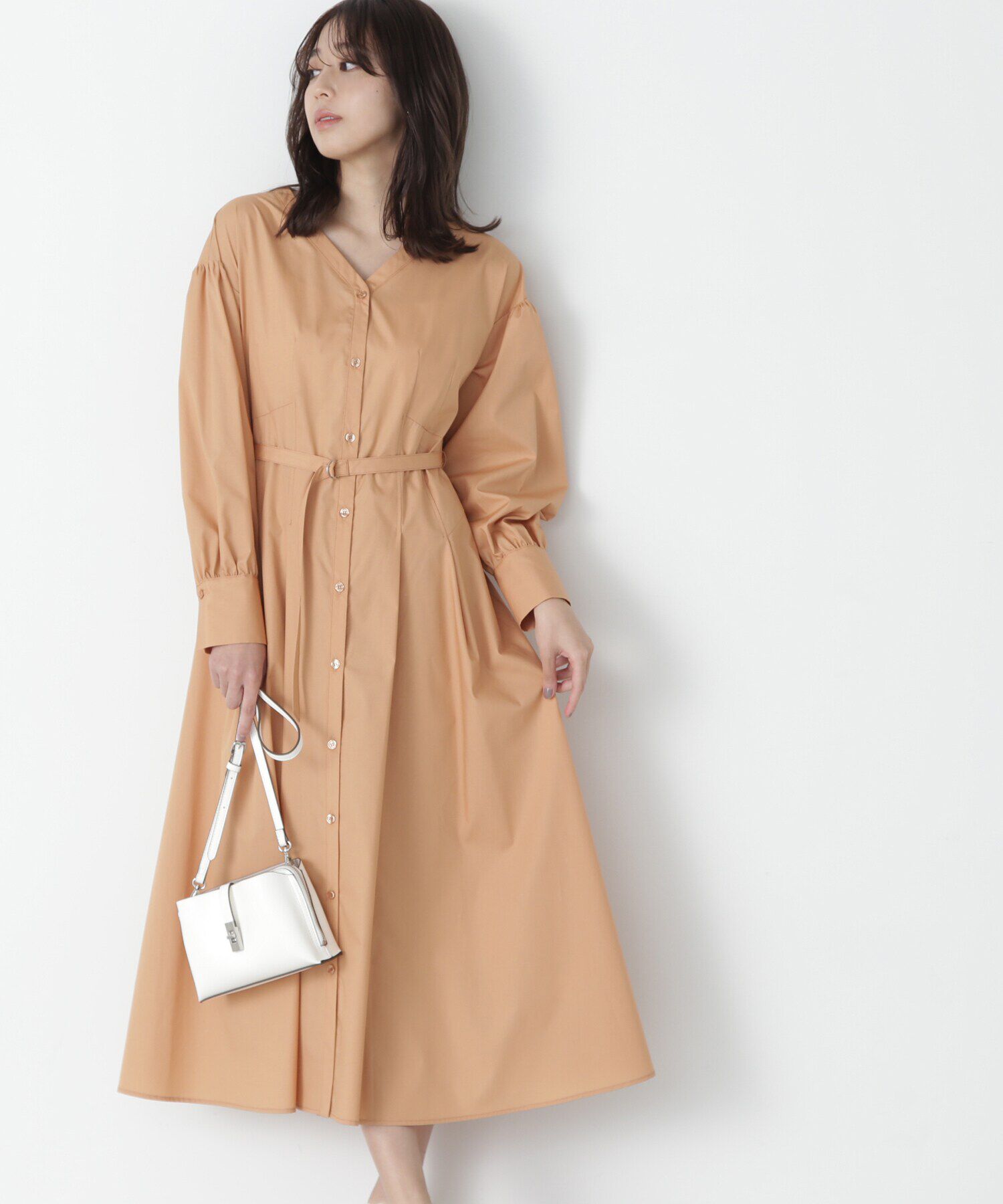  「タックフレアシャツワンピース」|ワンピース|