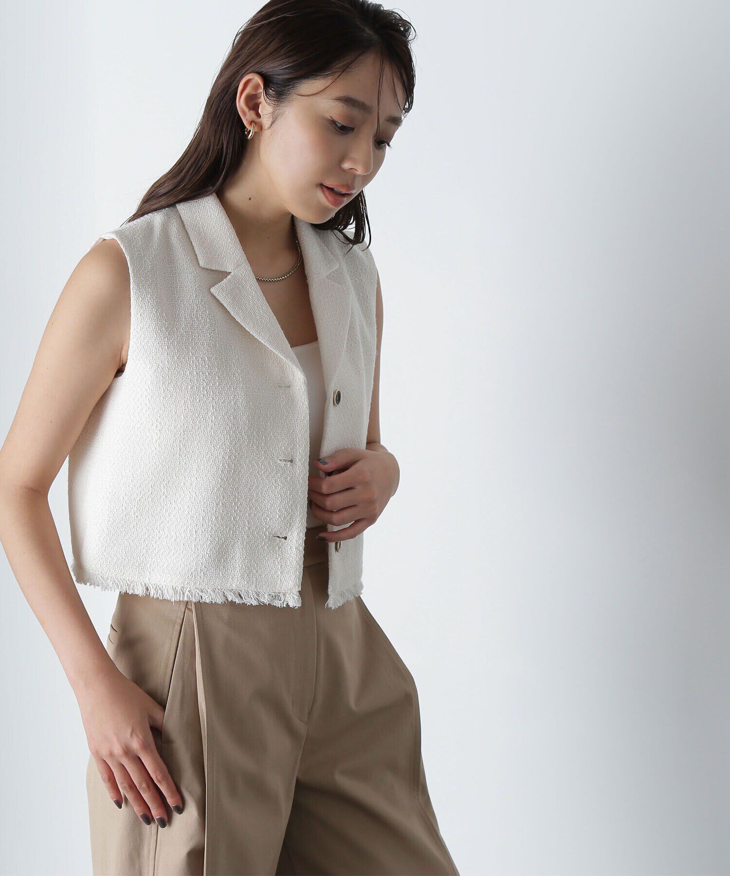 「ツイードコンパクトベスト」|シャツ・ブラウス|