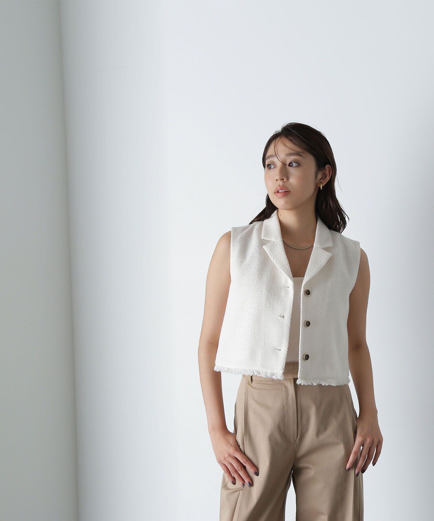  「ツイードコンパクトベスト」|シャツ・ブラウス|