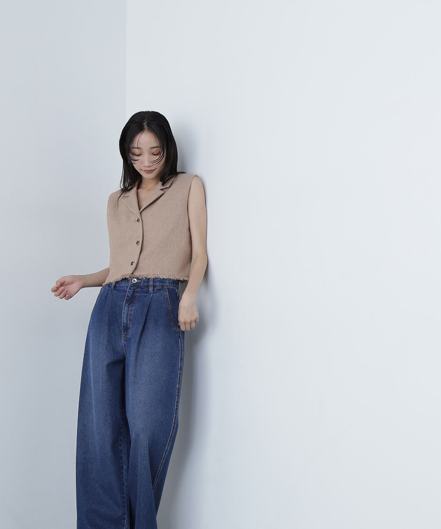  「ツイードコンパクトベスト」|シャツ・ブラウス|キャメルベー