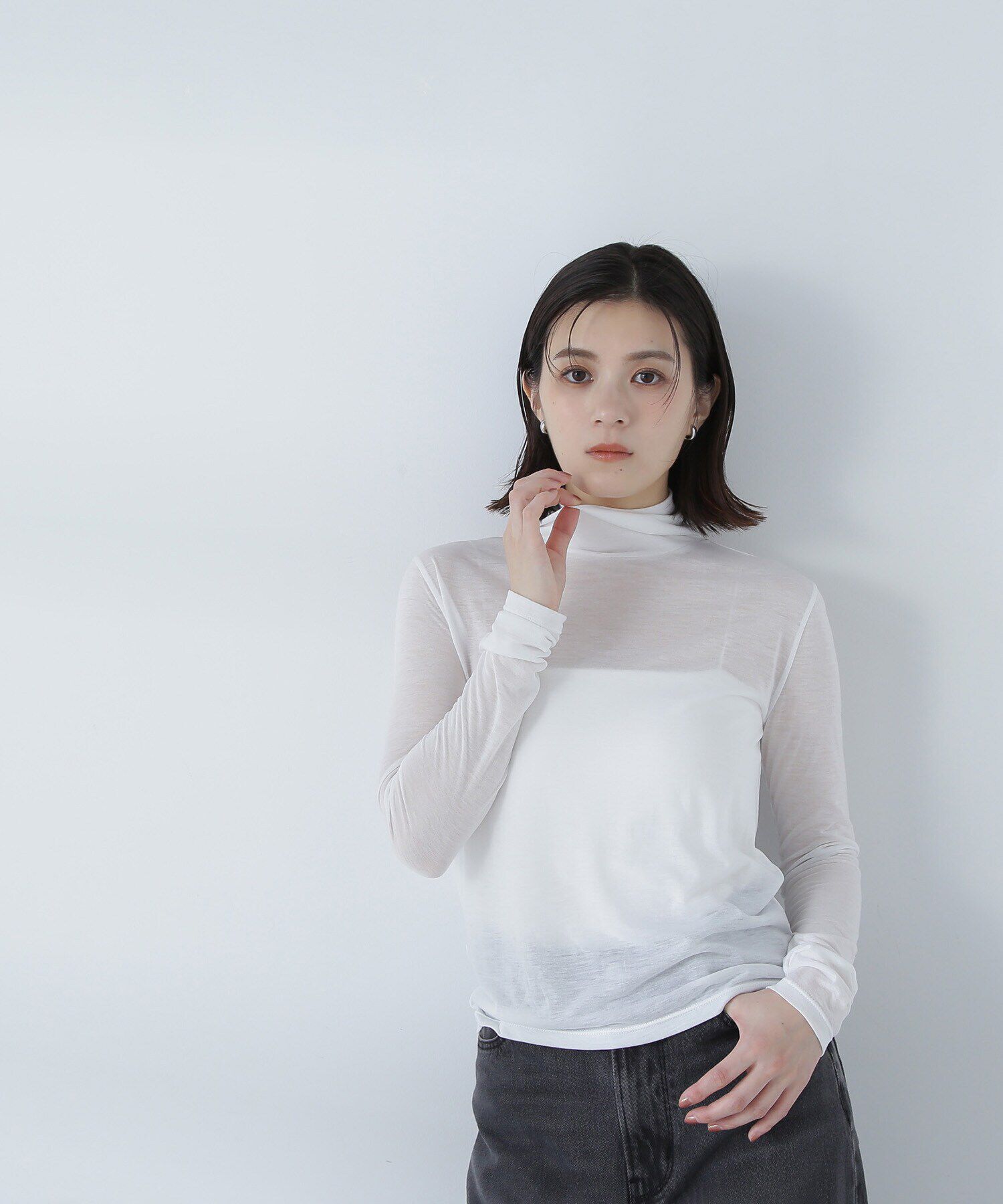  「ハイネックシアーカットソー」|Tシャツ・カットソー|