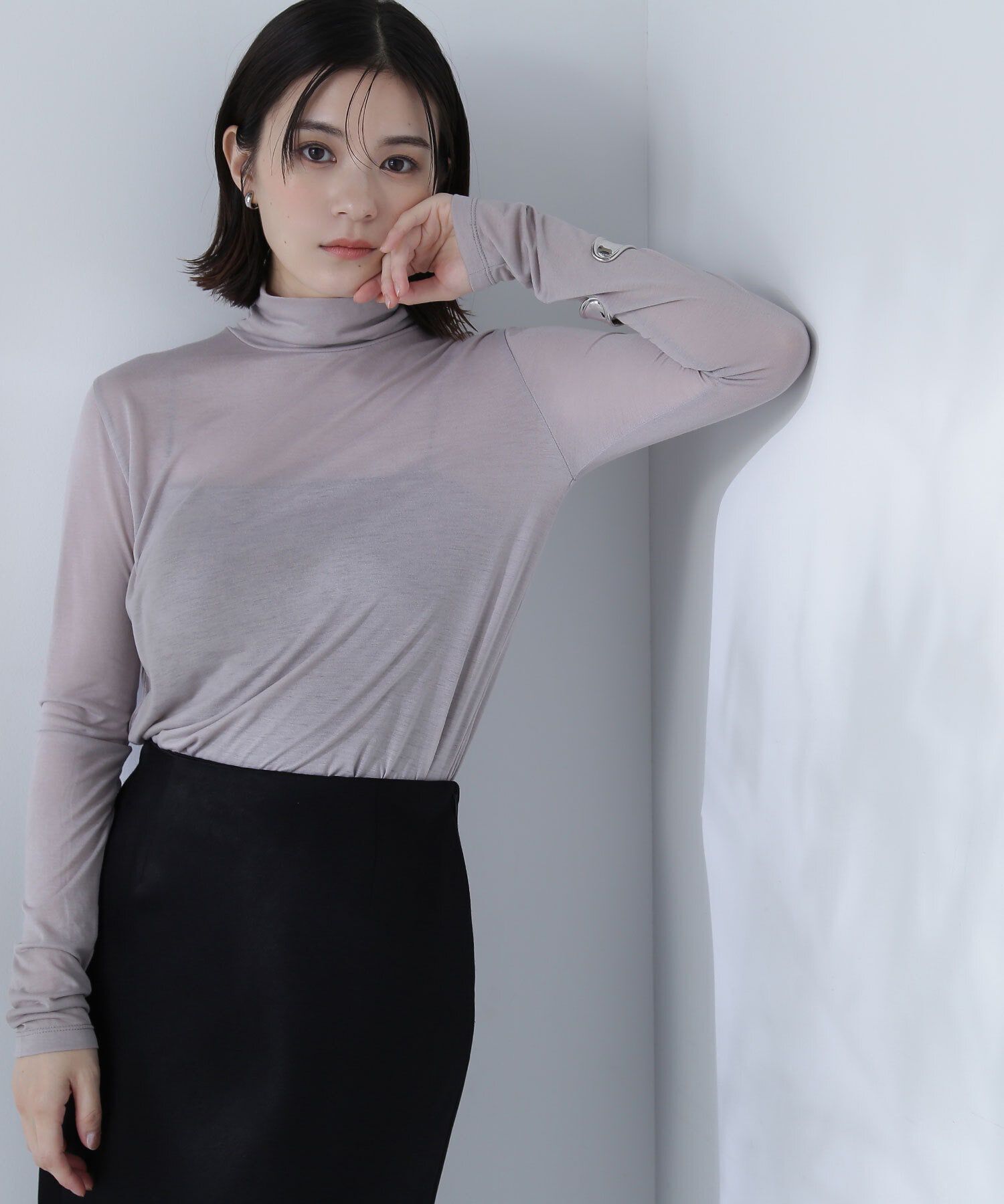  「ハイネックシアーカットソー」|Tシャツ・カットソー|