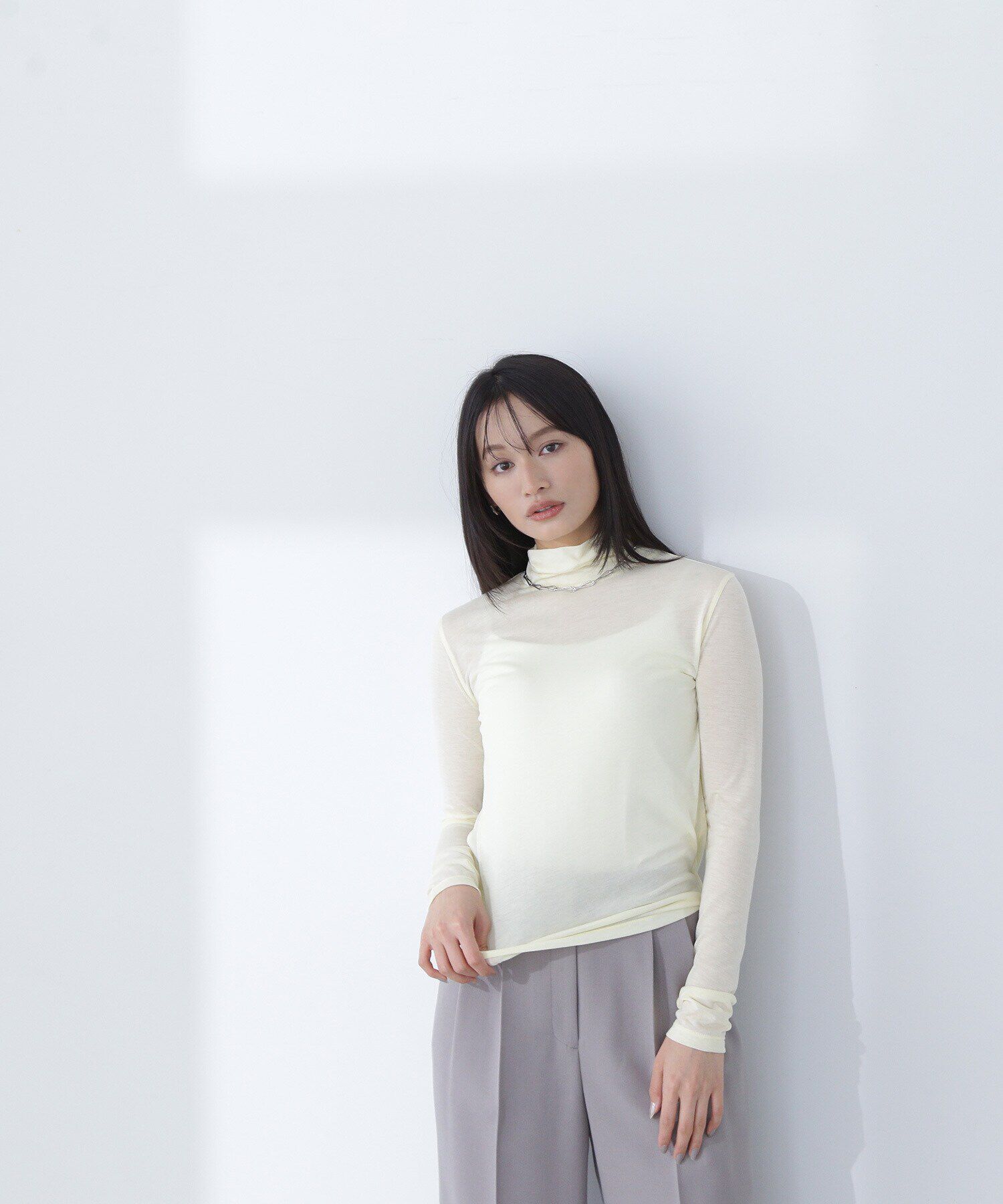  「ハイネックシアーカットソー」|Tシャツ・カットソー|