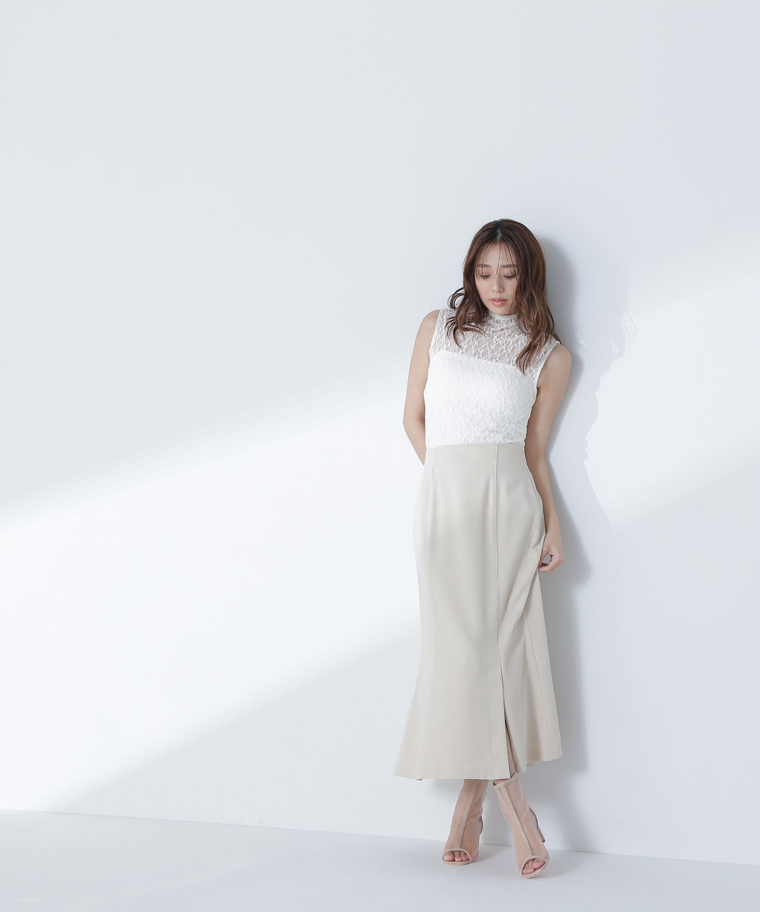  「ハイネックシアーレースノースリーブカットソー」|Tシャツ・カットソー|