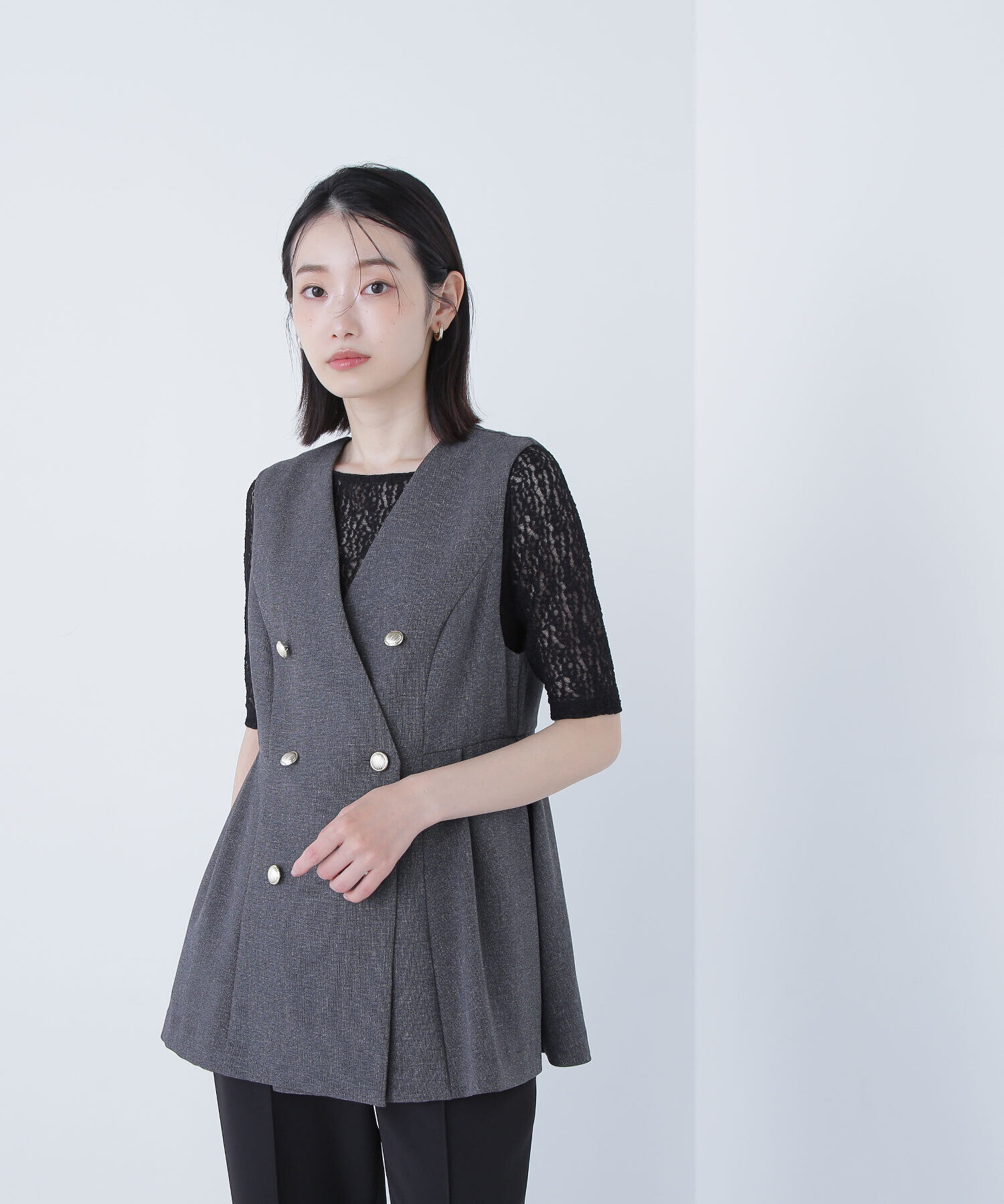  「メタルボタンペプラムジレ」|ブルゾン・スタジャン|