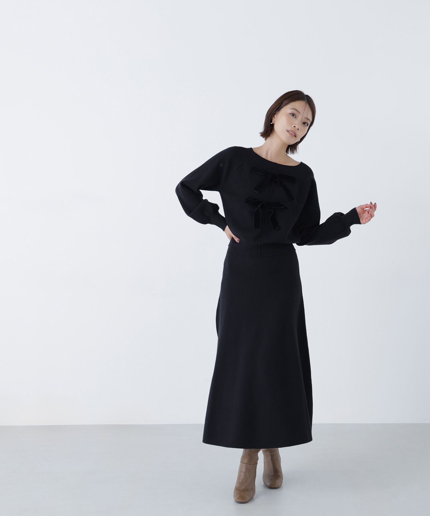  「ベロアリボンニットセットアップ」|ワンピース|