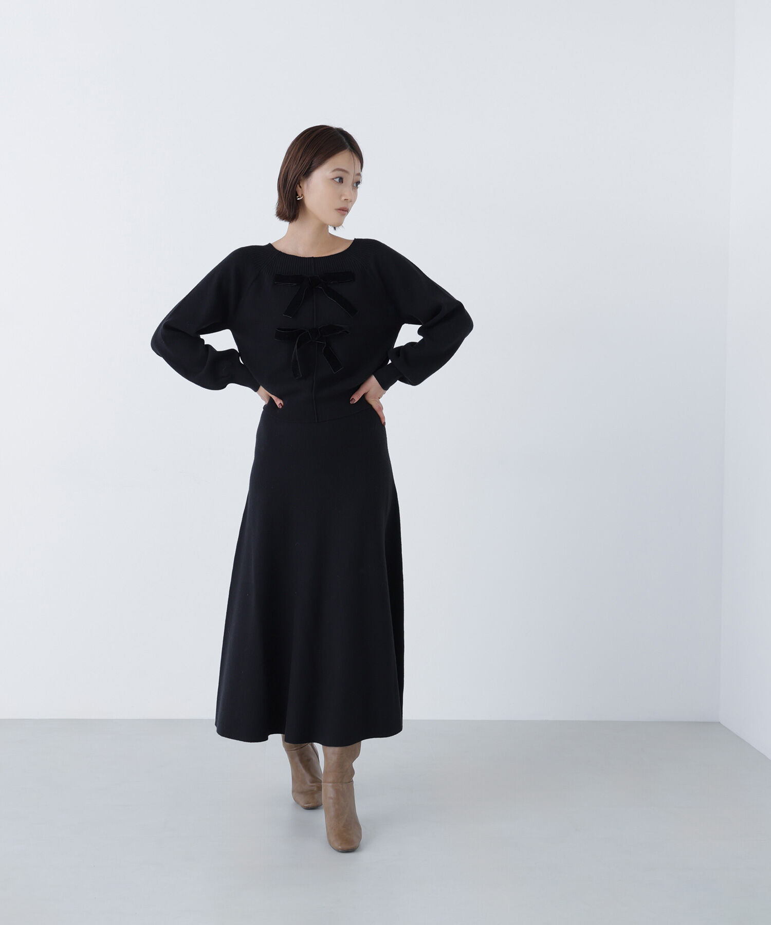  「ベロアリボンニットセットアップ」|ワンピース|