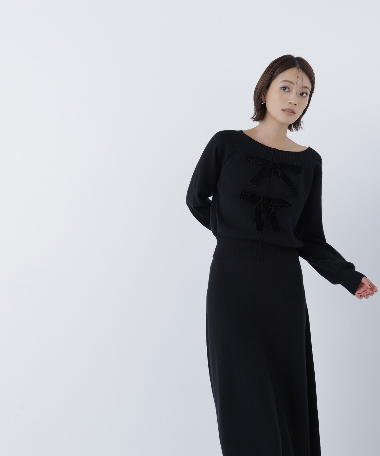  「ベロアリボンニットセットアップ」|ワンピース|