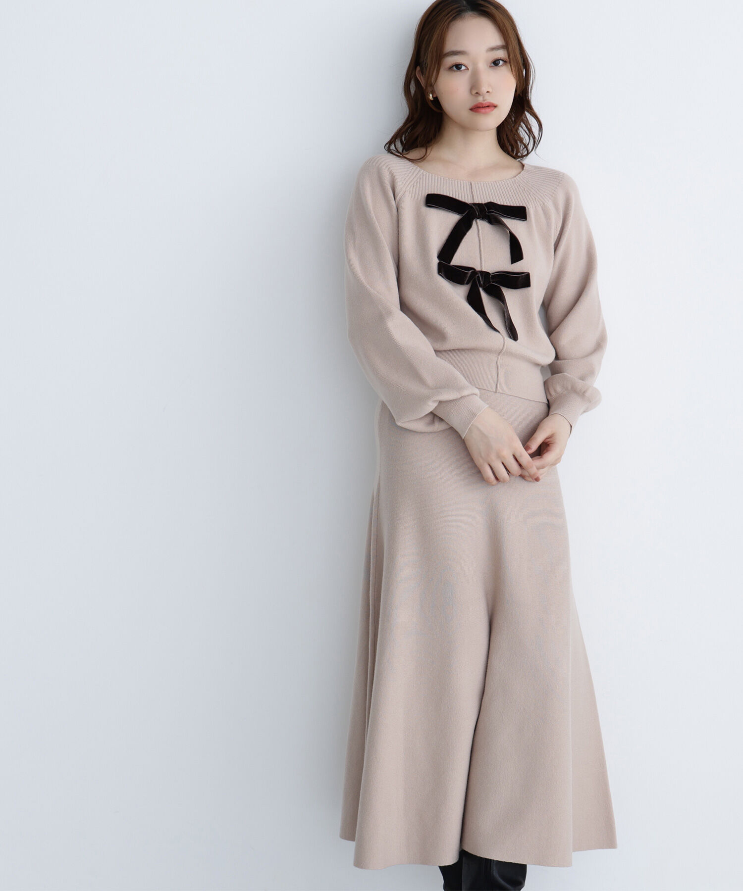  「ベロアリボンニットセットアップ」|ワンピース|