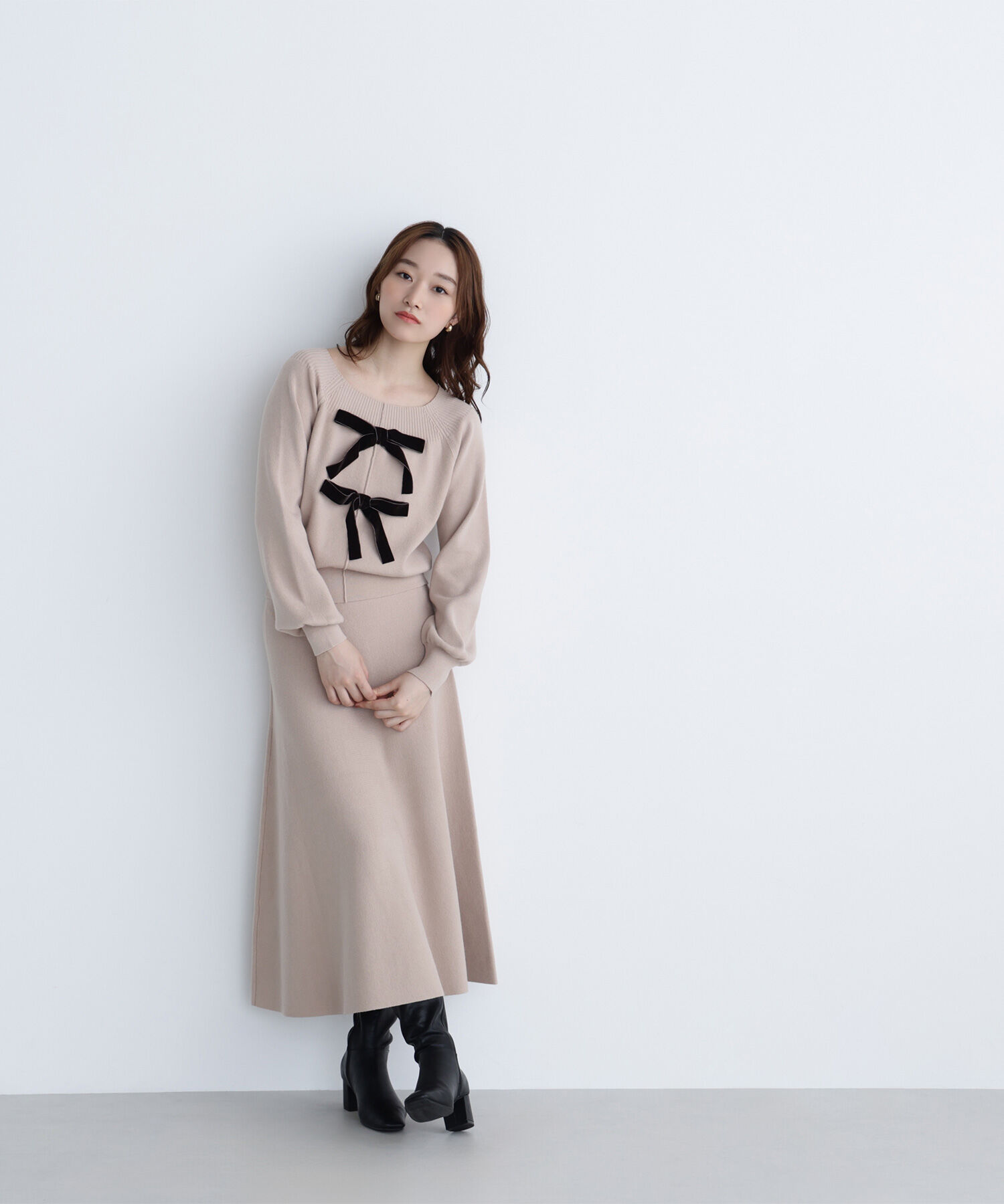  「ベロアリボンニットセットアップ」|ワンピース|