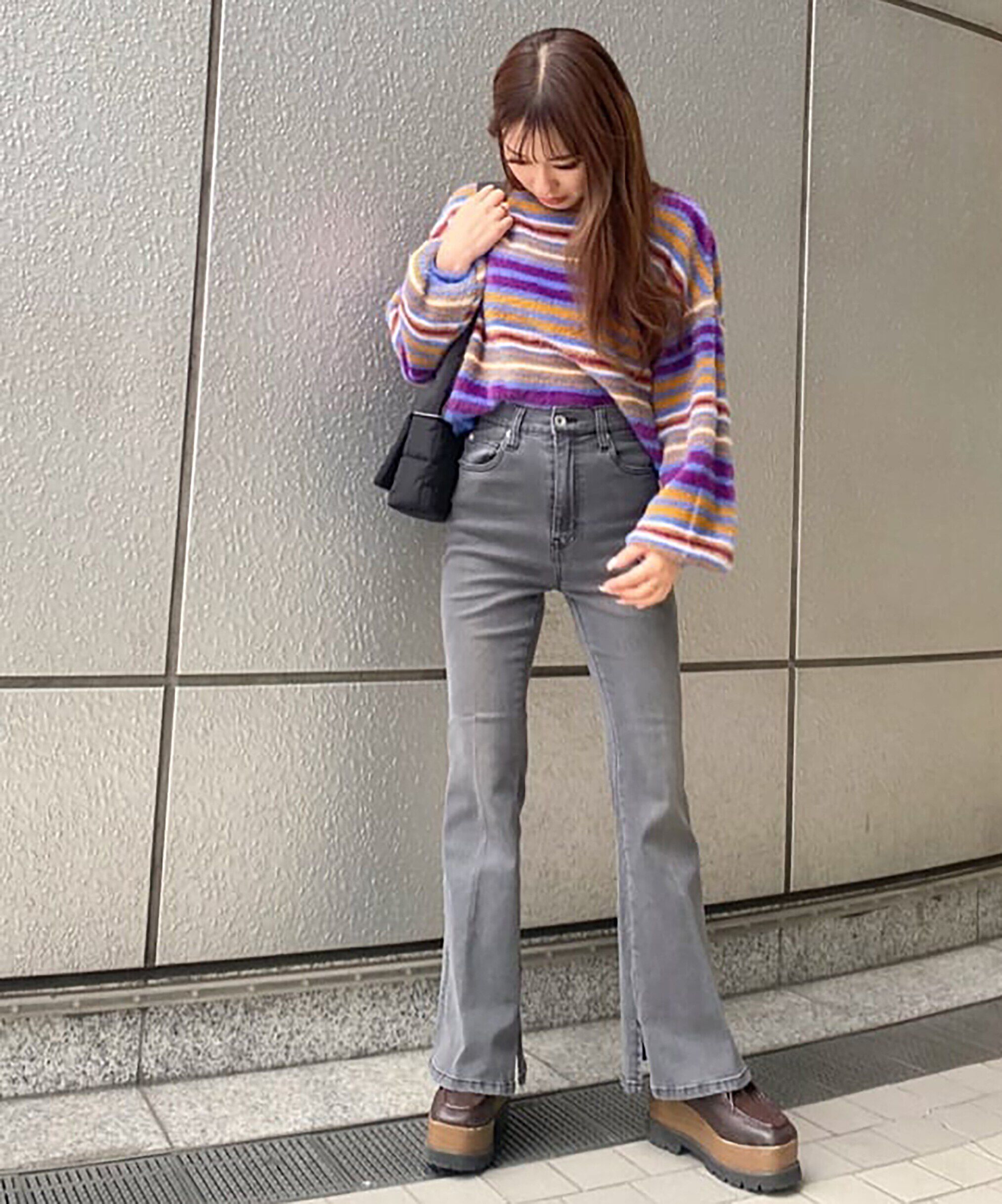  「[Sシリーズ対応商品]内スリットベルボトムデニムパンツ」|その他|