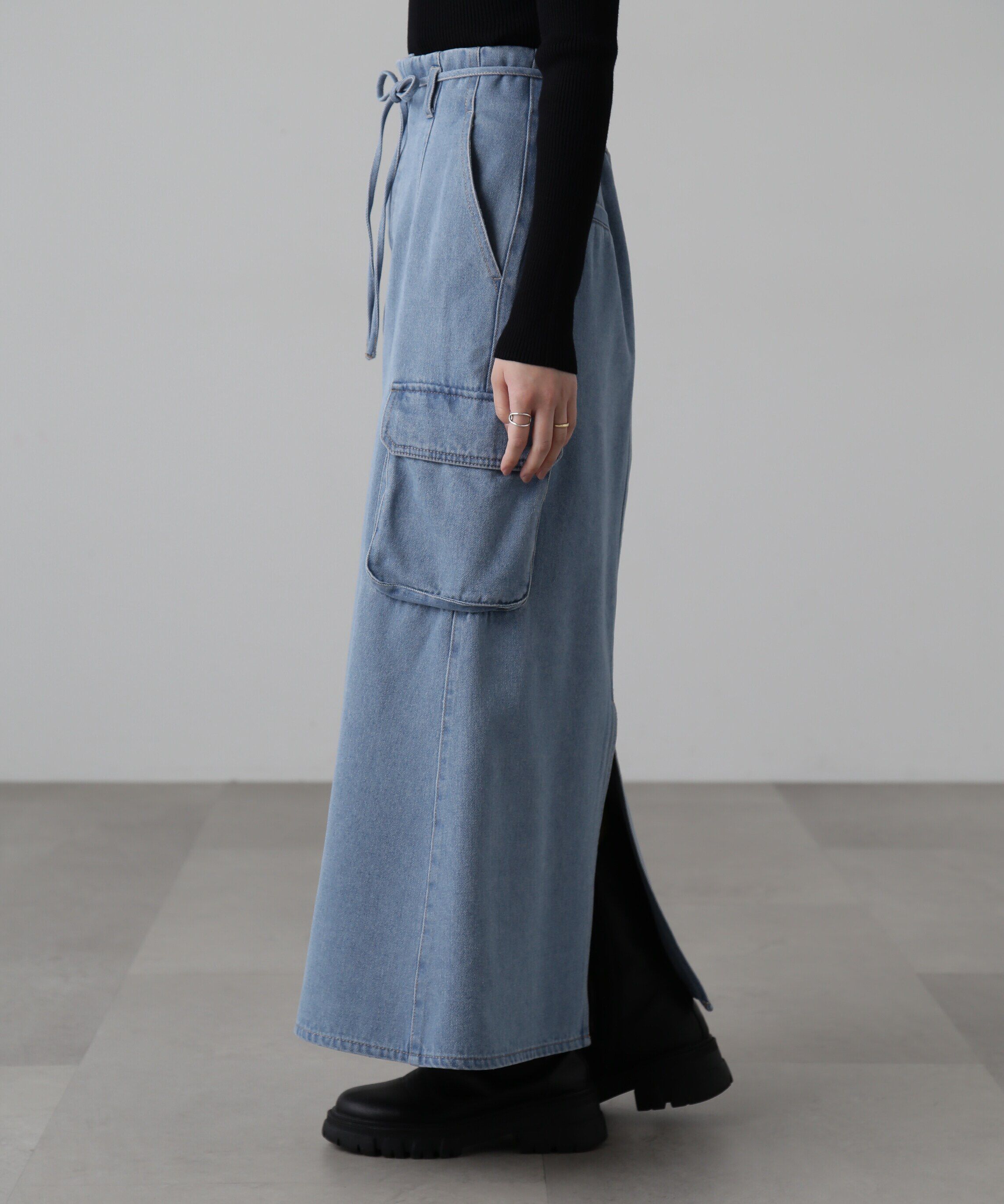  「[低身長サイズ/Sシリーズ]カーゴデニムナロースカート」|スカート|