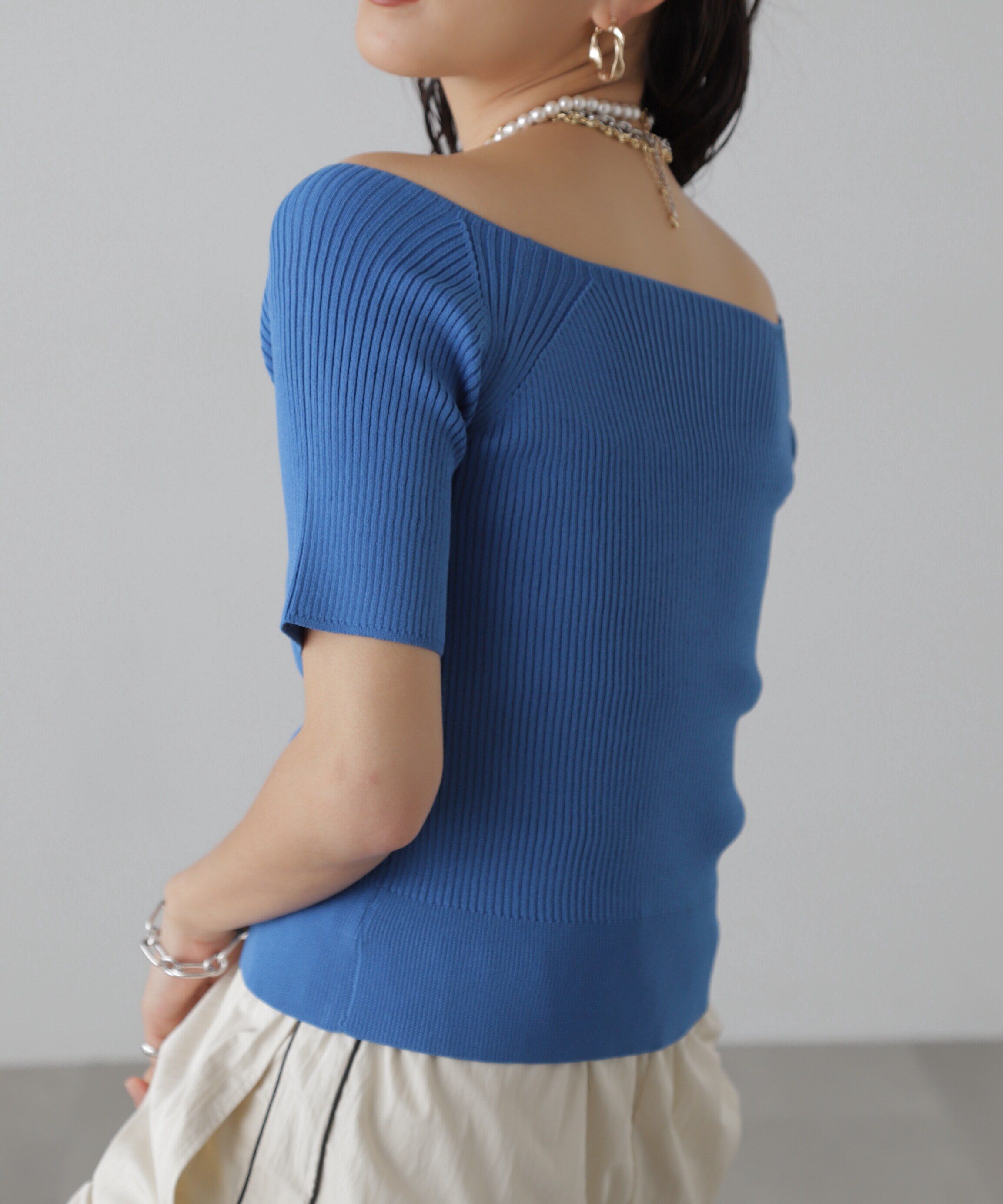  「コンパクトオフショルリブニット」|ニット・セーター|