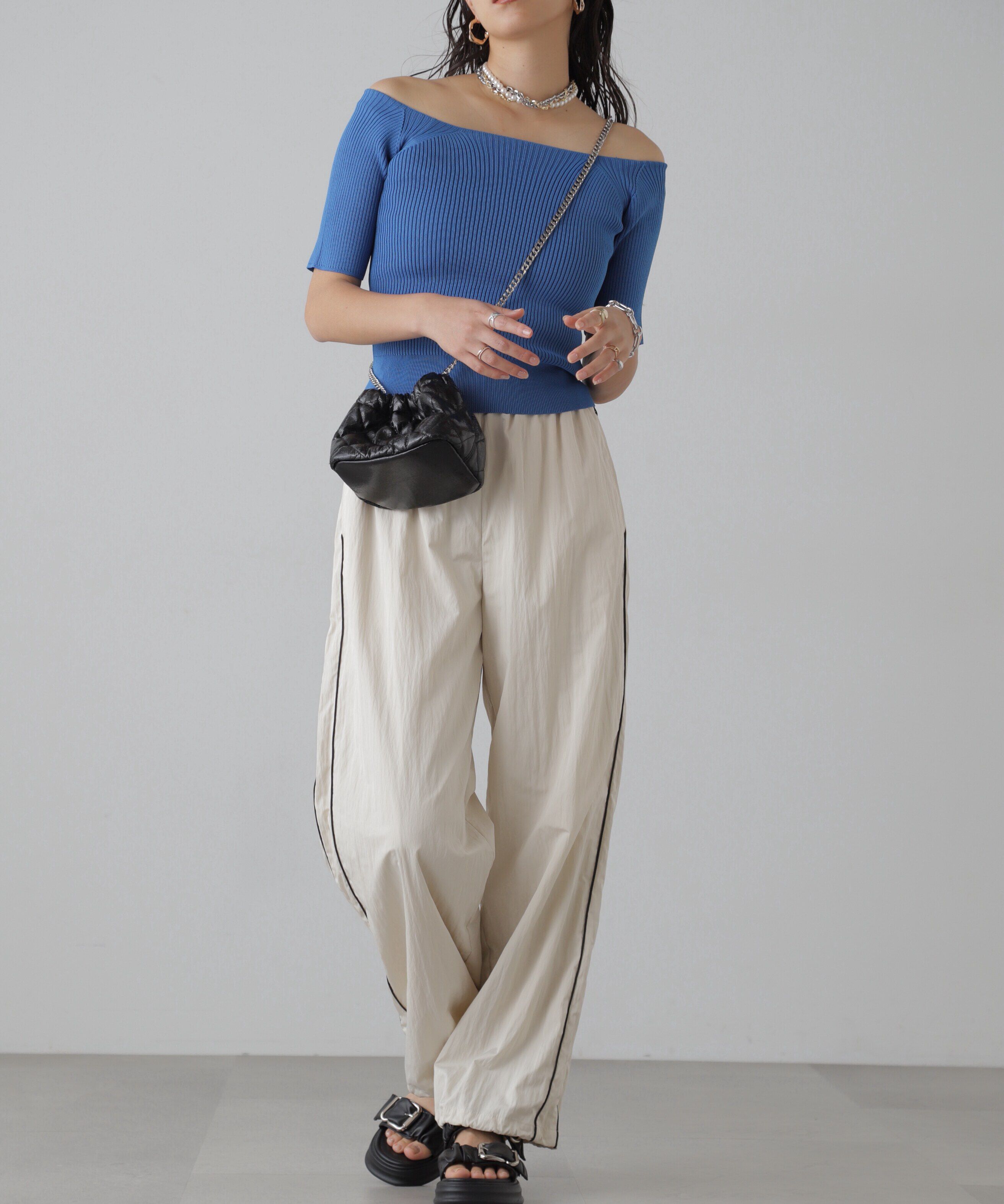  「コンパクトオフショルリブニット」|ニット・セーター|