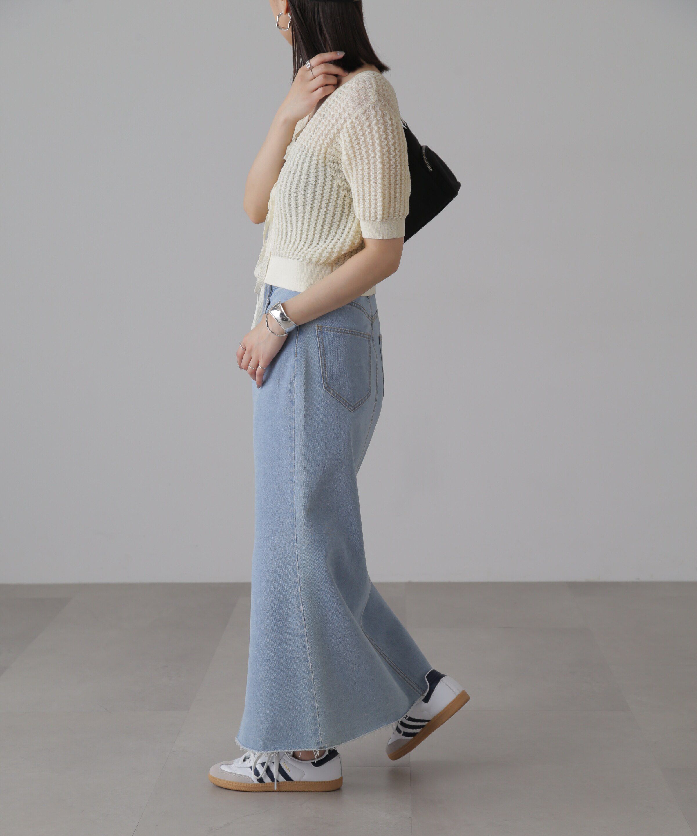  「ウェーブ柄2wayニットカーディガン」|ニット・セーター|