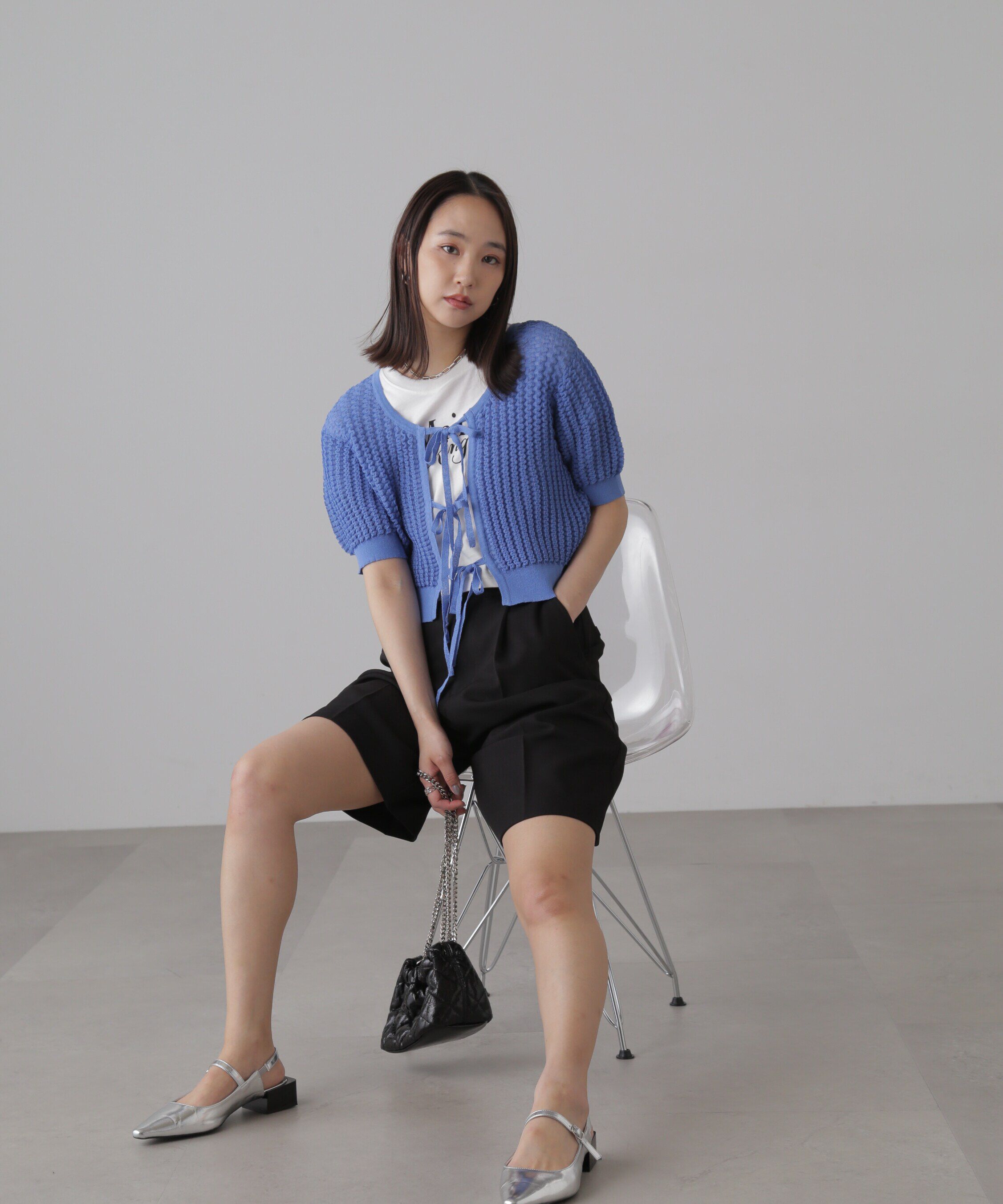  「ウェーブ柄2wayニットカーディガン」|ニット・セーター|